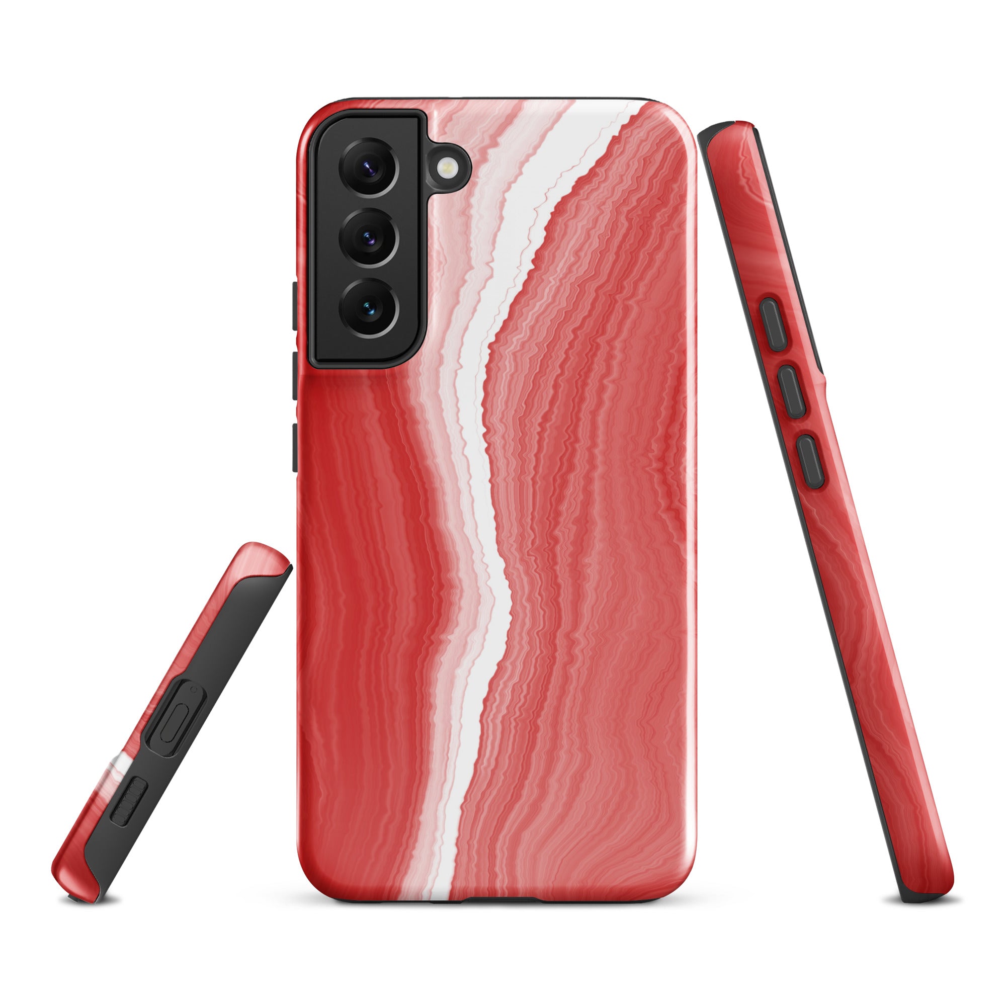 Tough case for Samsung®- Marble Red and White