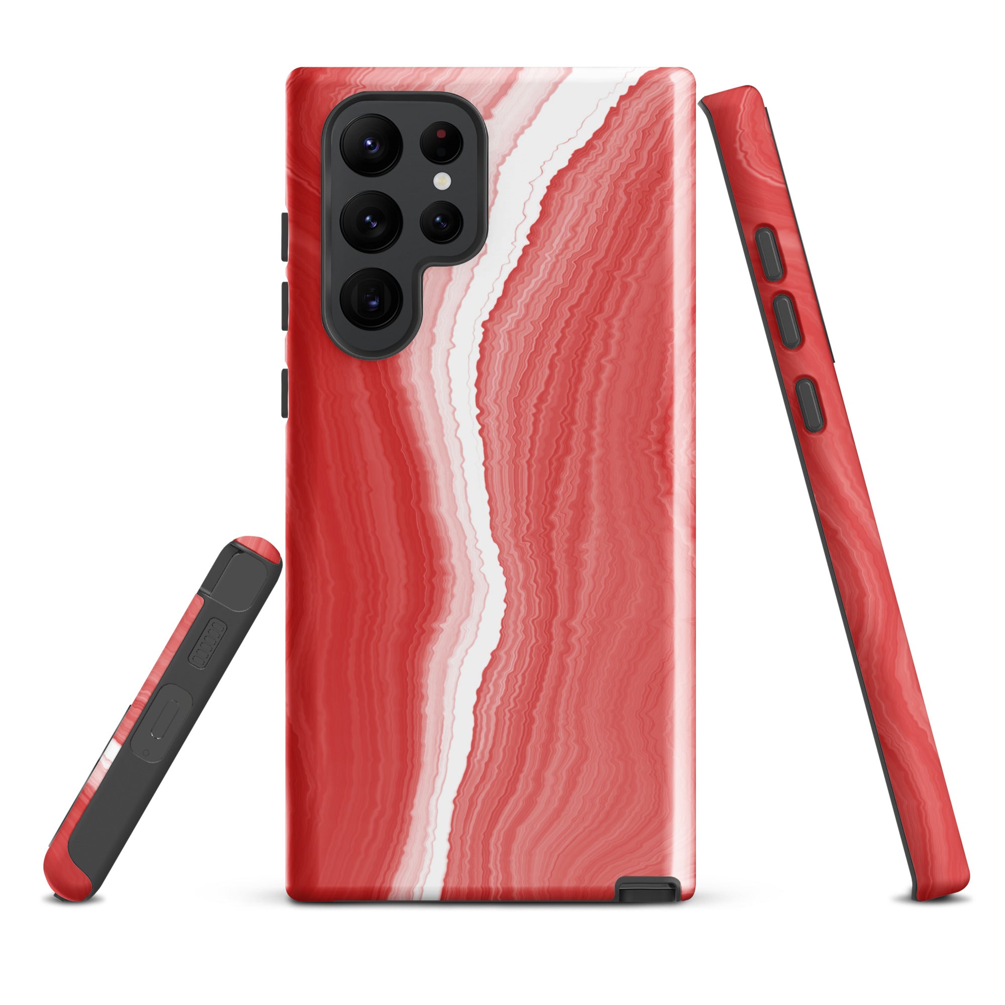 Tough case for Samsung®- Marble Red and White