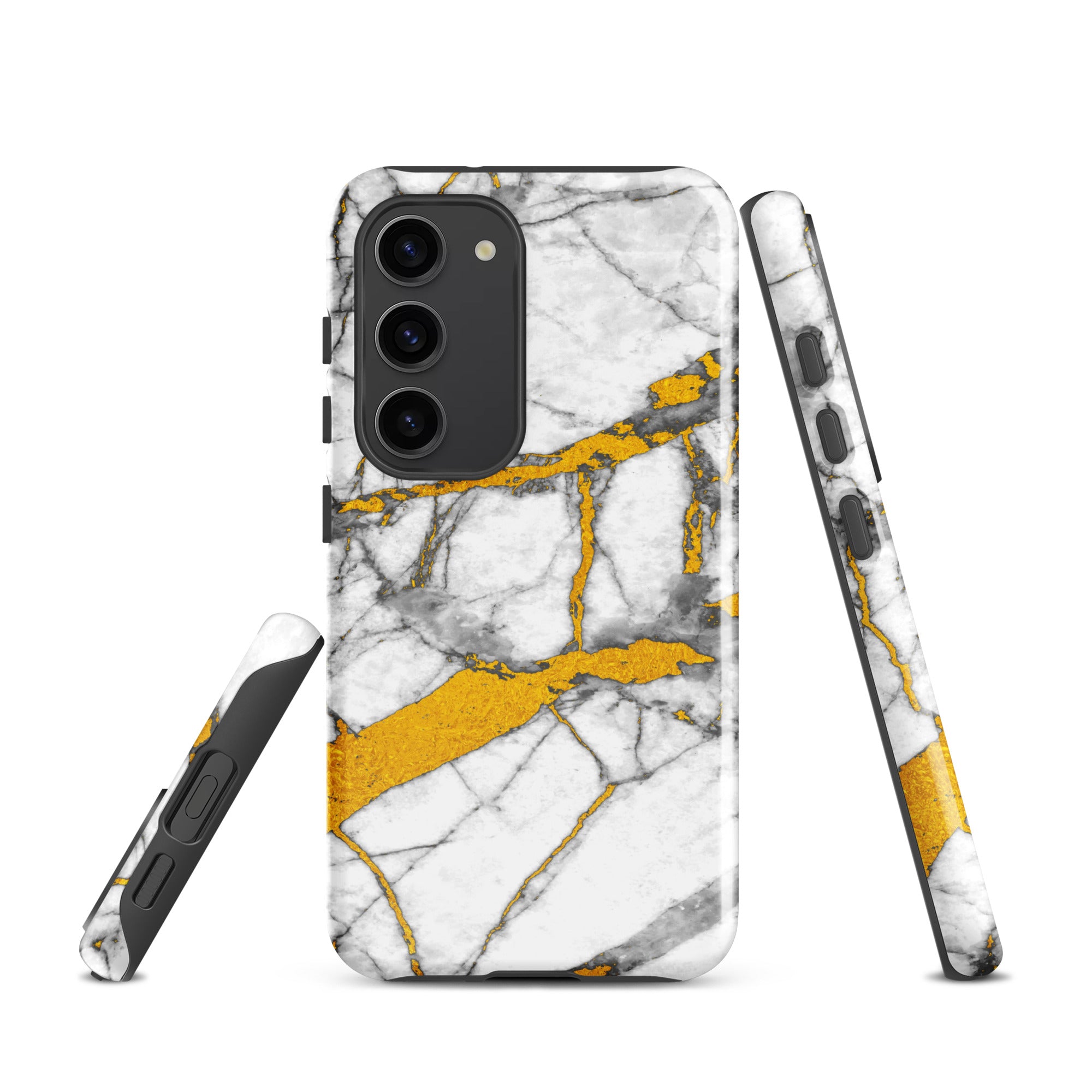 Tough case for Samsung®- Marble White and Gold