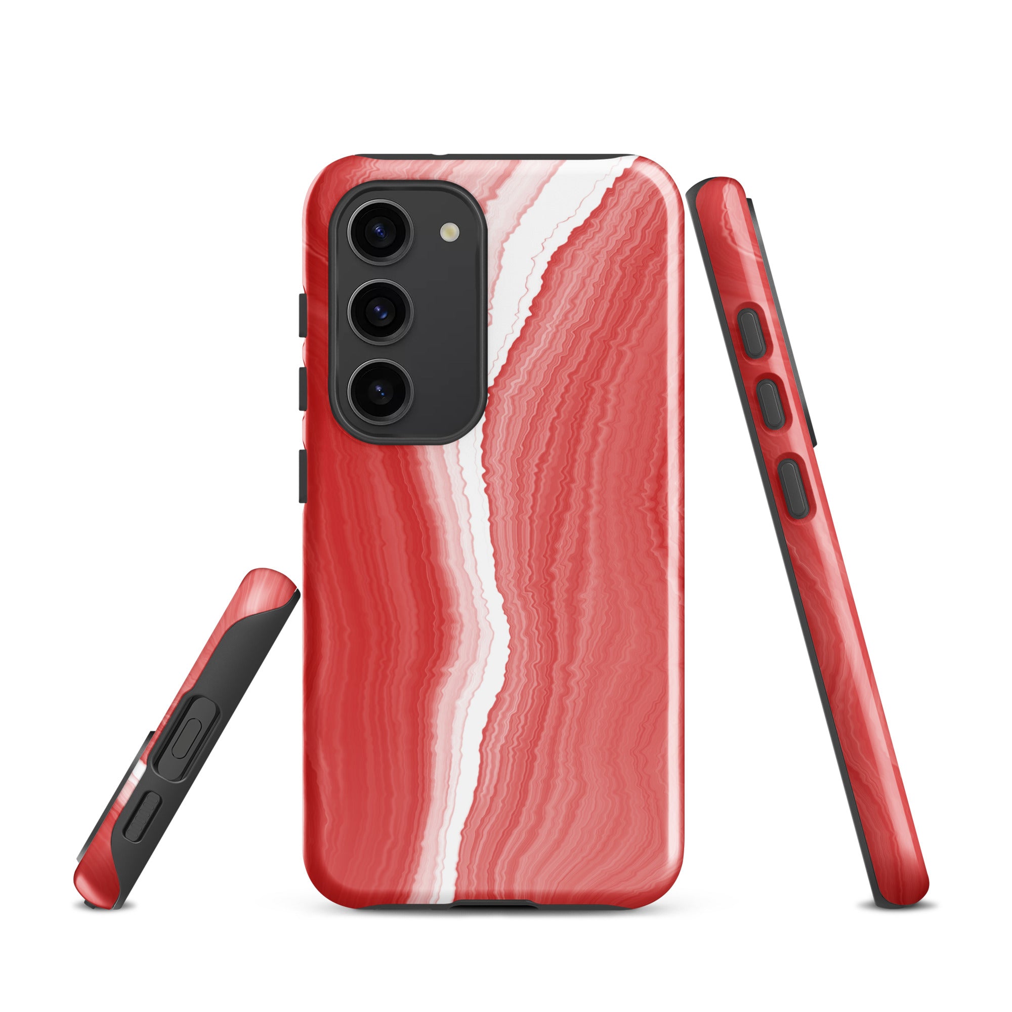 Tough case for Samsung®- Marble Red and White