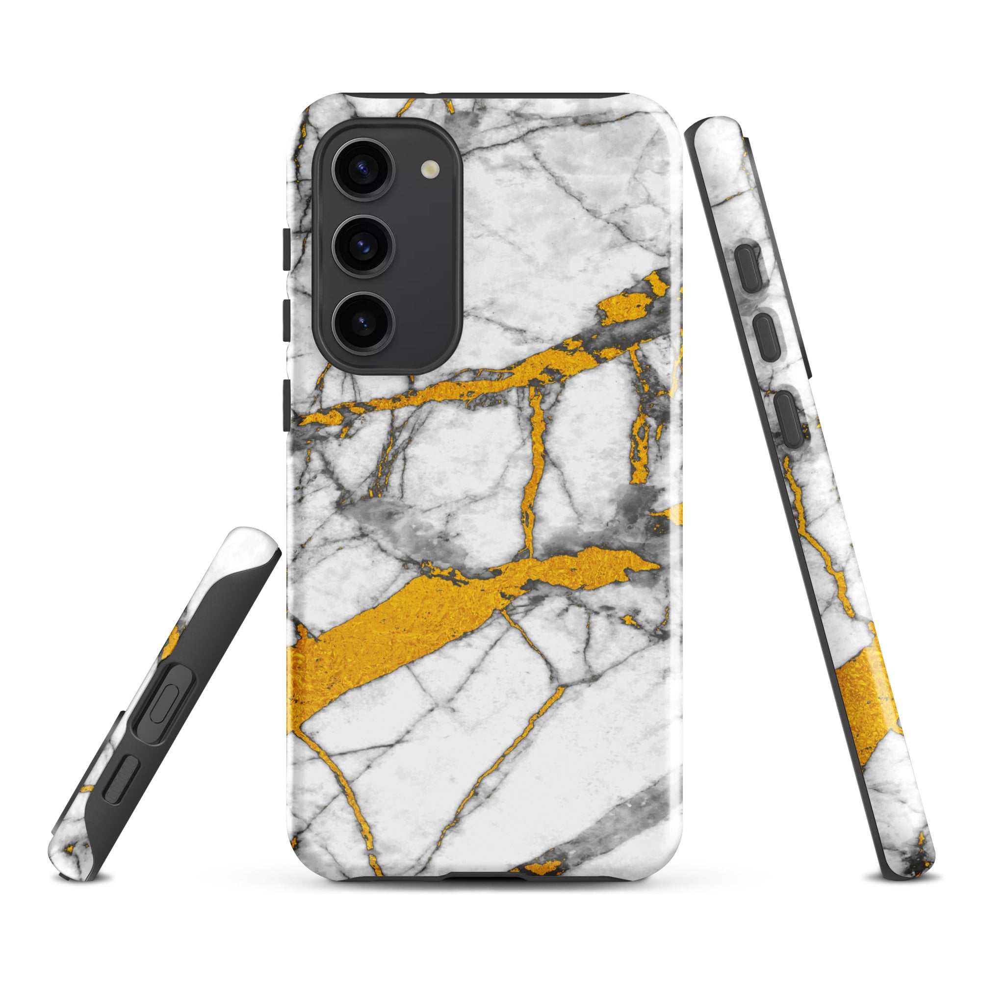 Tough case for Samsung®- Marble White and Gold