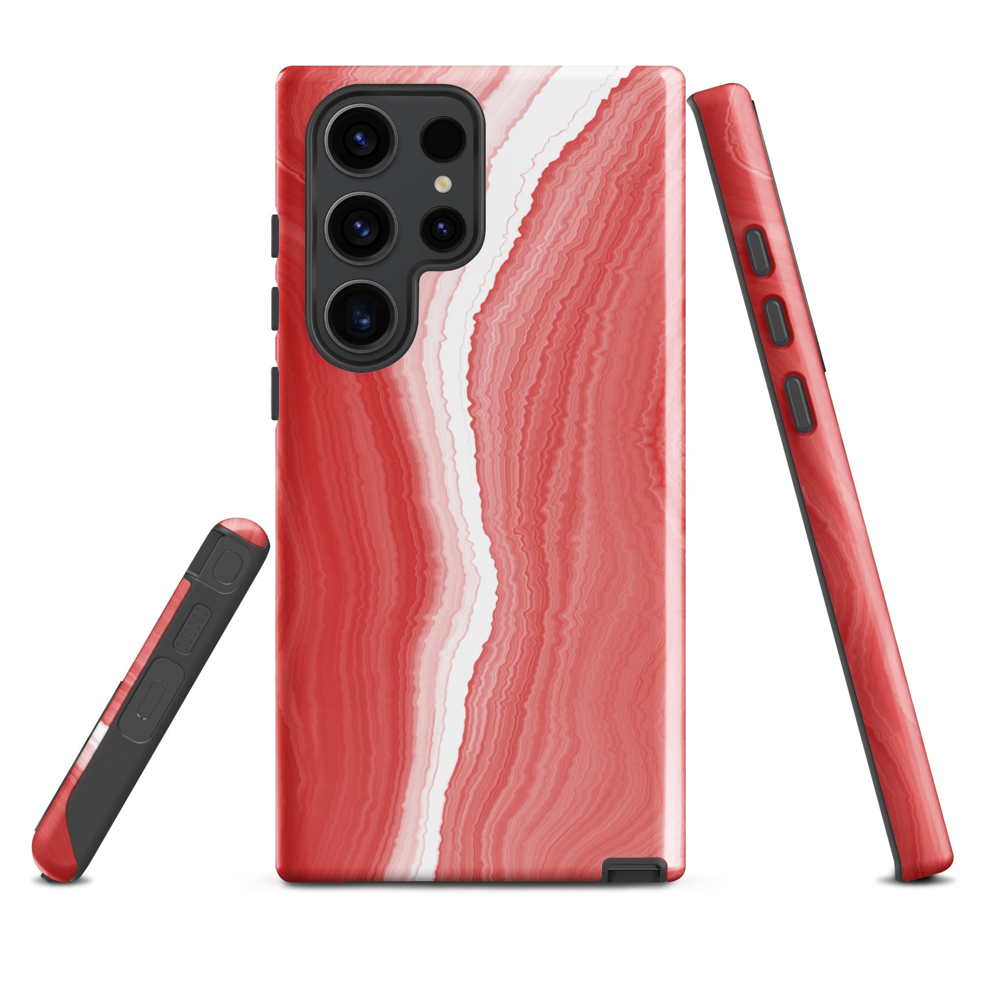 Tough case for Samsung®- Marble Red and White