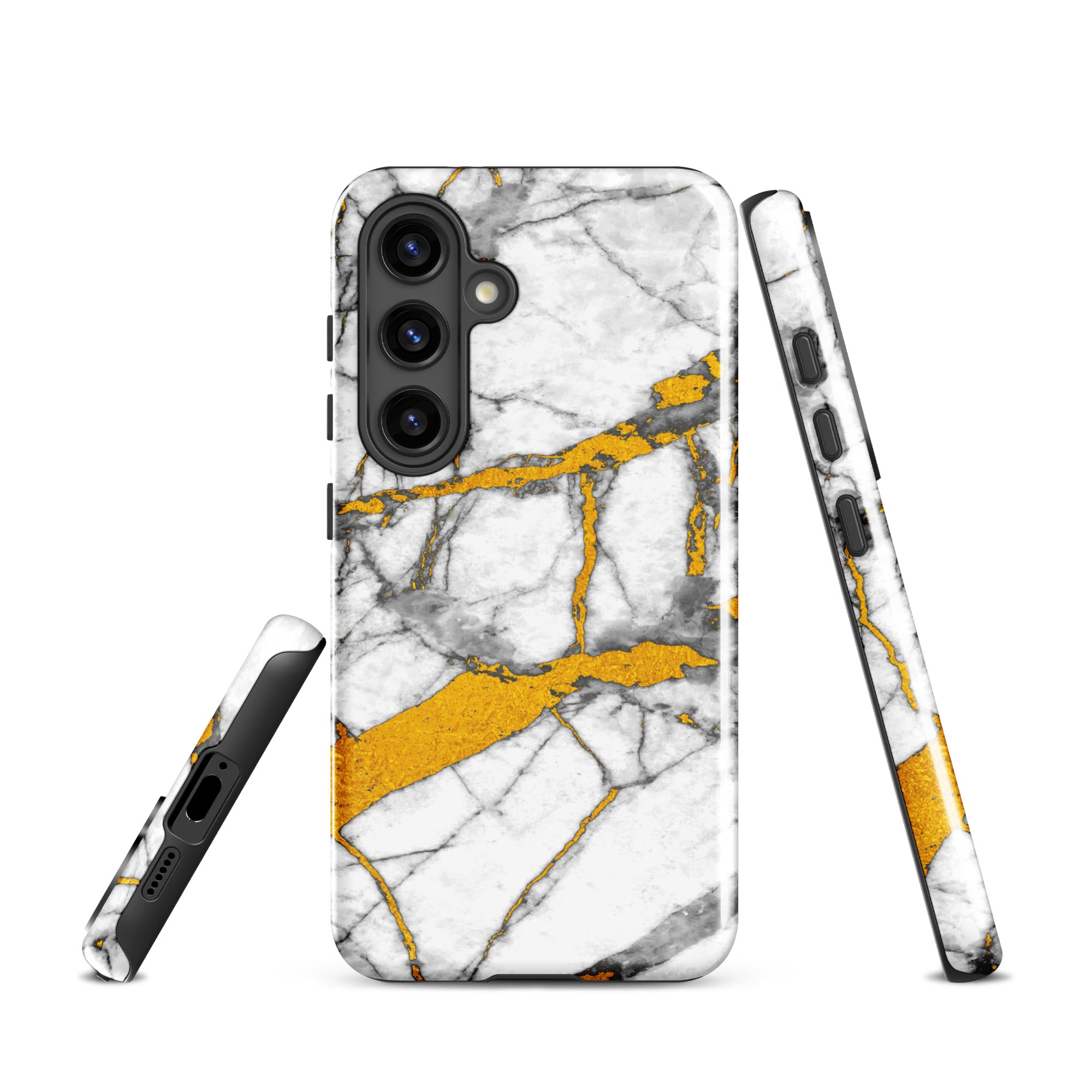 Tough case for Samsung®- Marble White and Gold