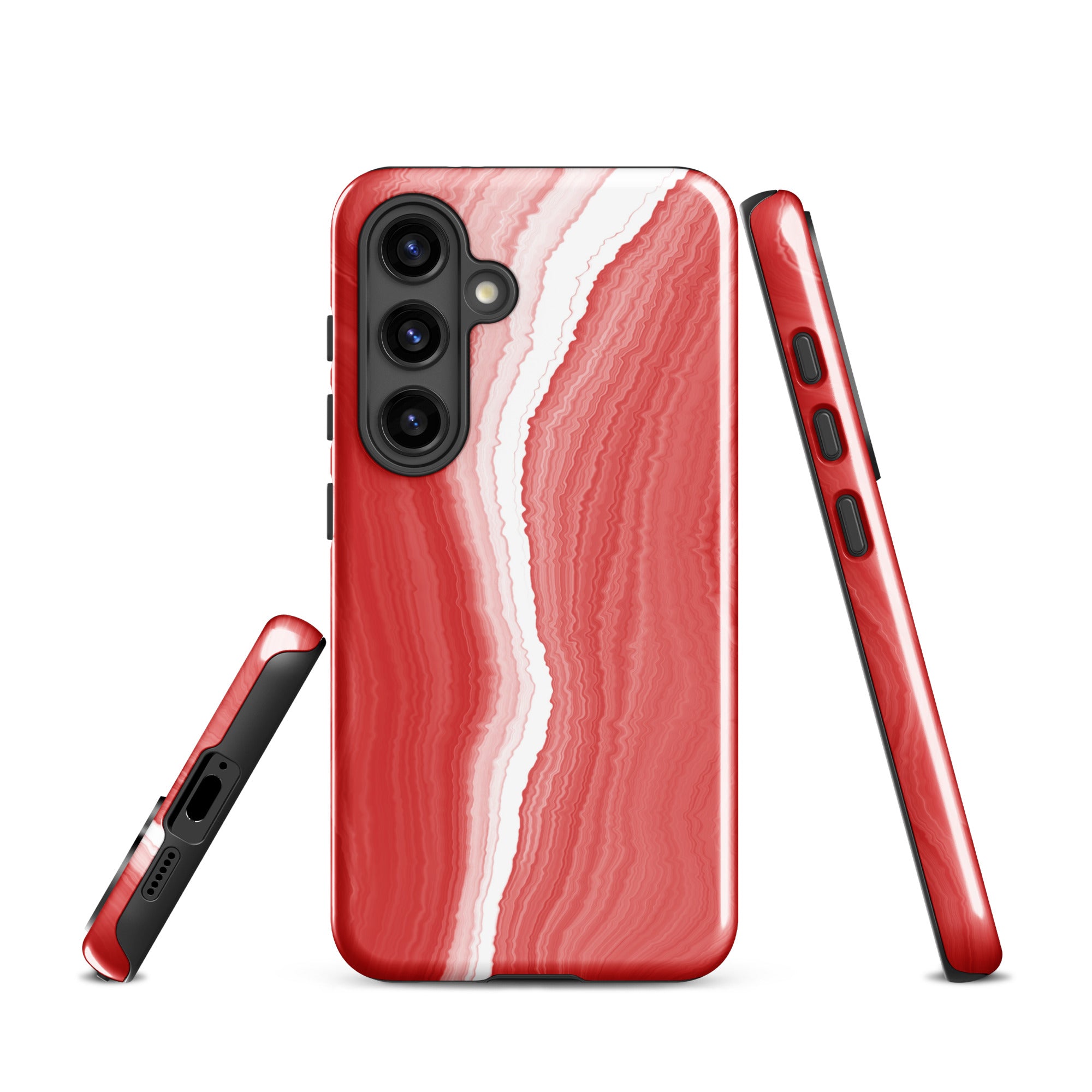 Tough case for Samsung®- Marble Red and White