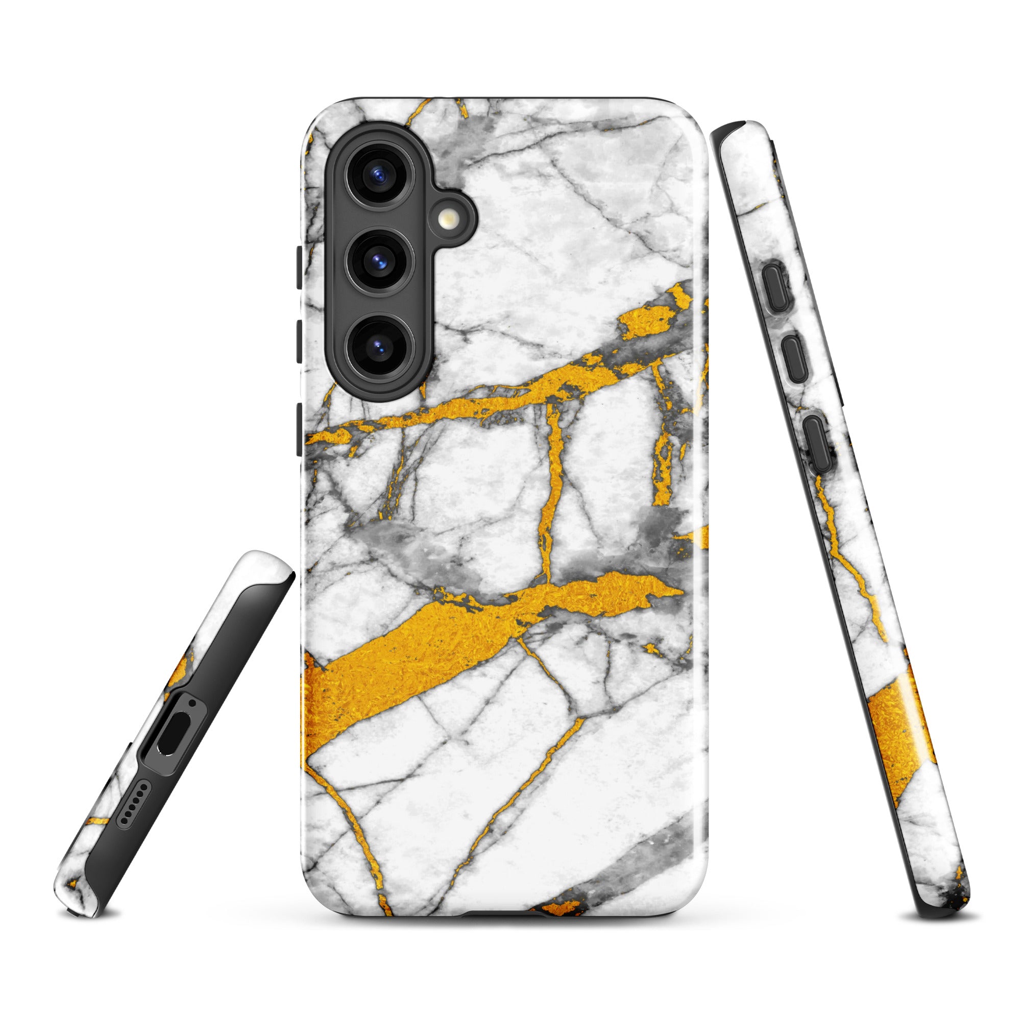 Tough case for Samsung®- Marble White and Gold