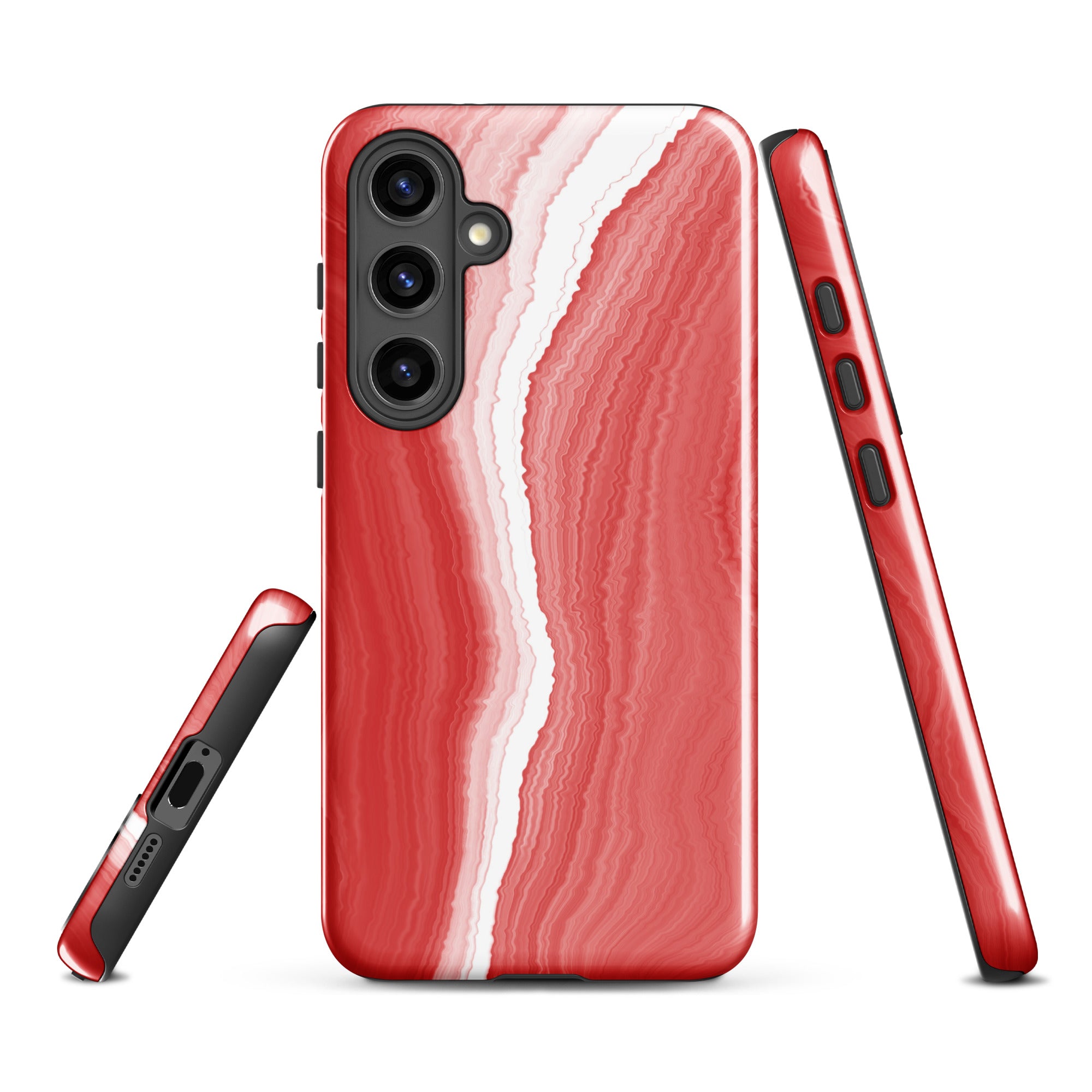 Tough case for Samsung®- Marble Red and White