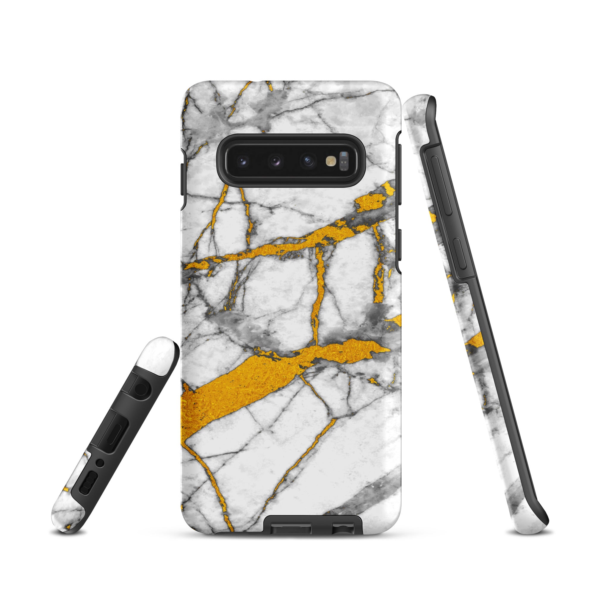 Tough case for Samsung®- Marble White and Gold