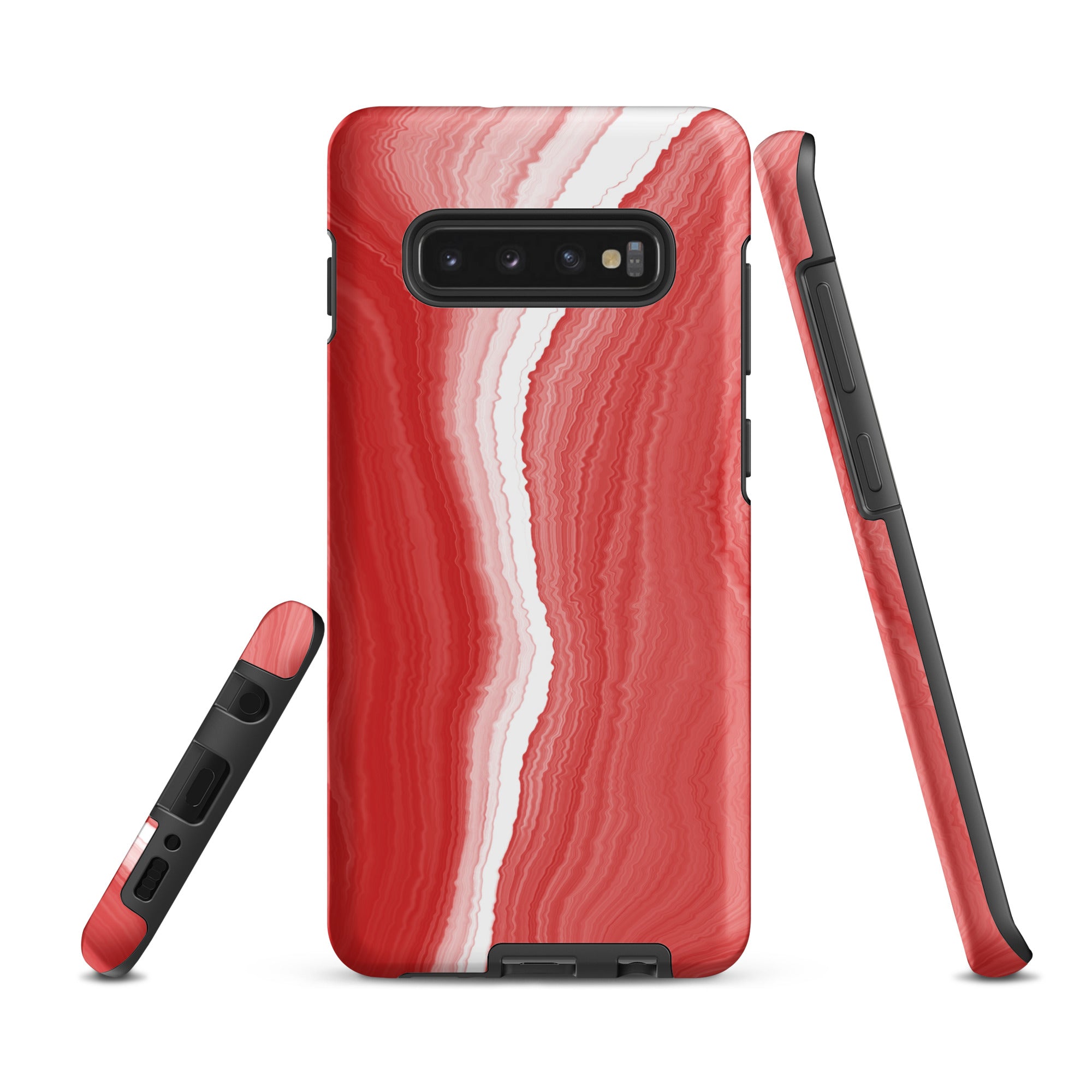 Tough case for Samsung®- Marble Red and White