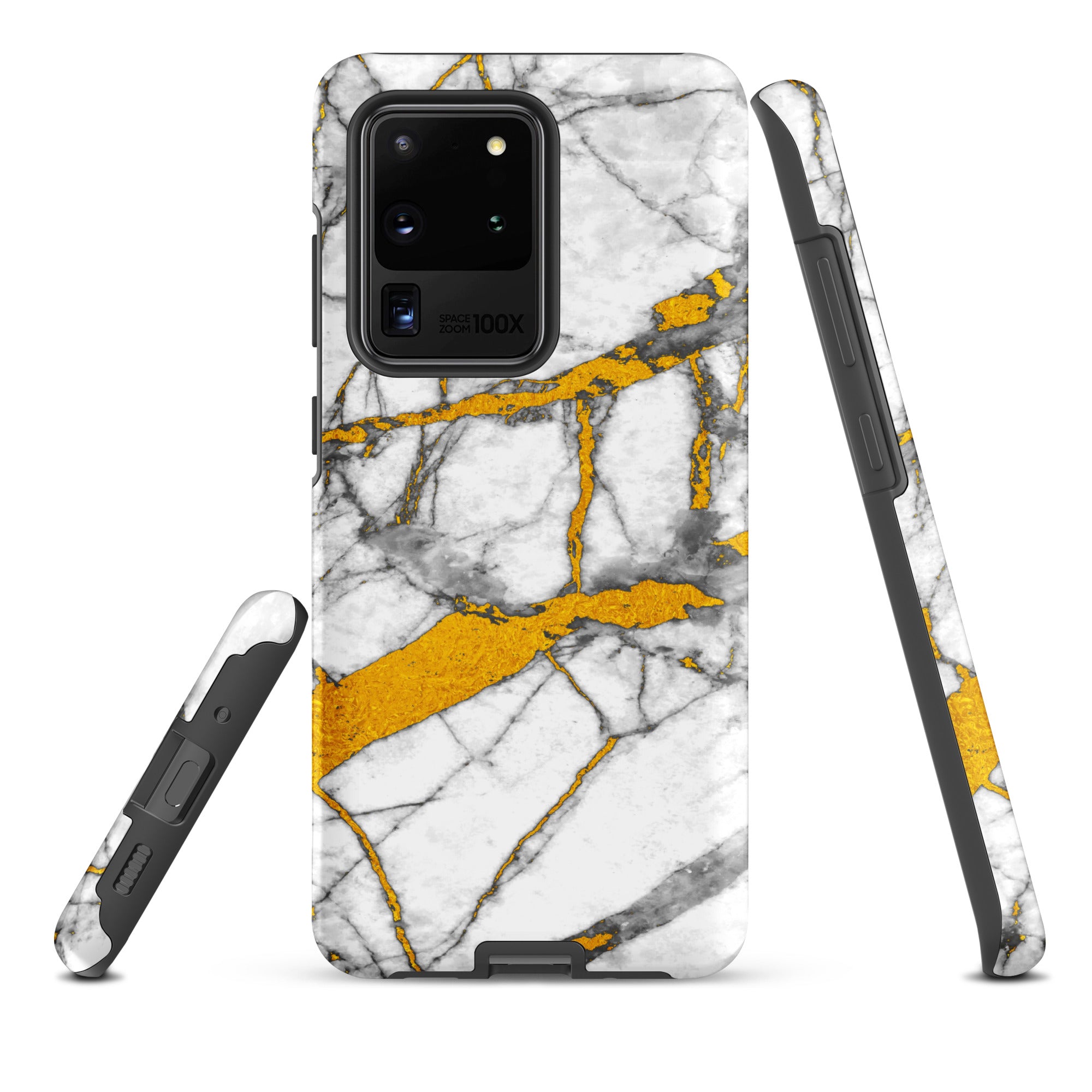 Tough case for Samsung®- Marble White and Gold