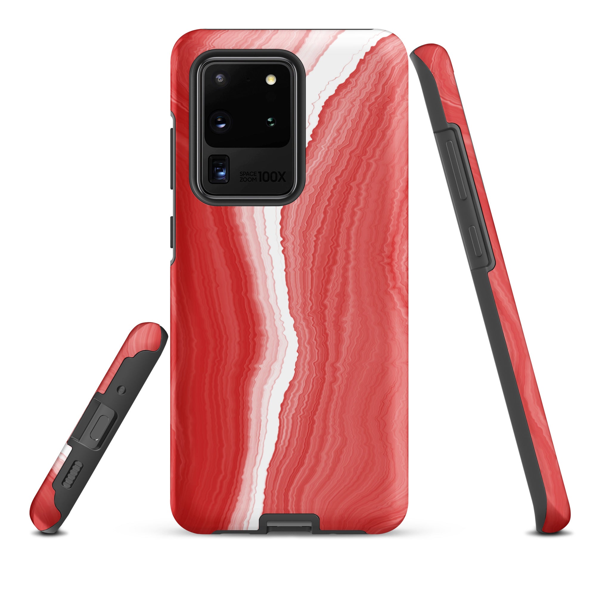 Tough case for Samsung®- Marble Red and White