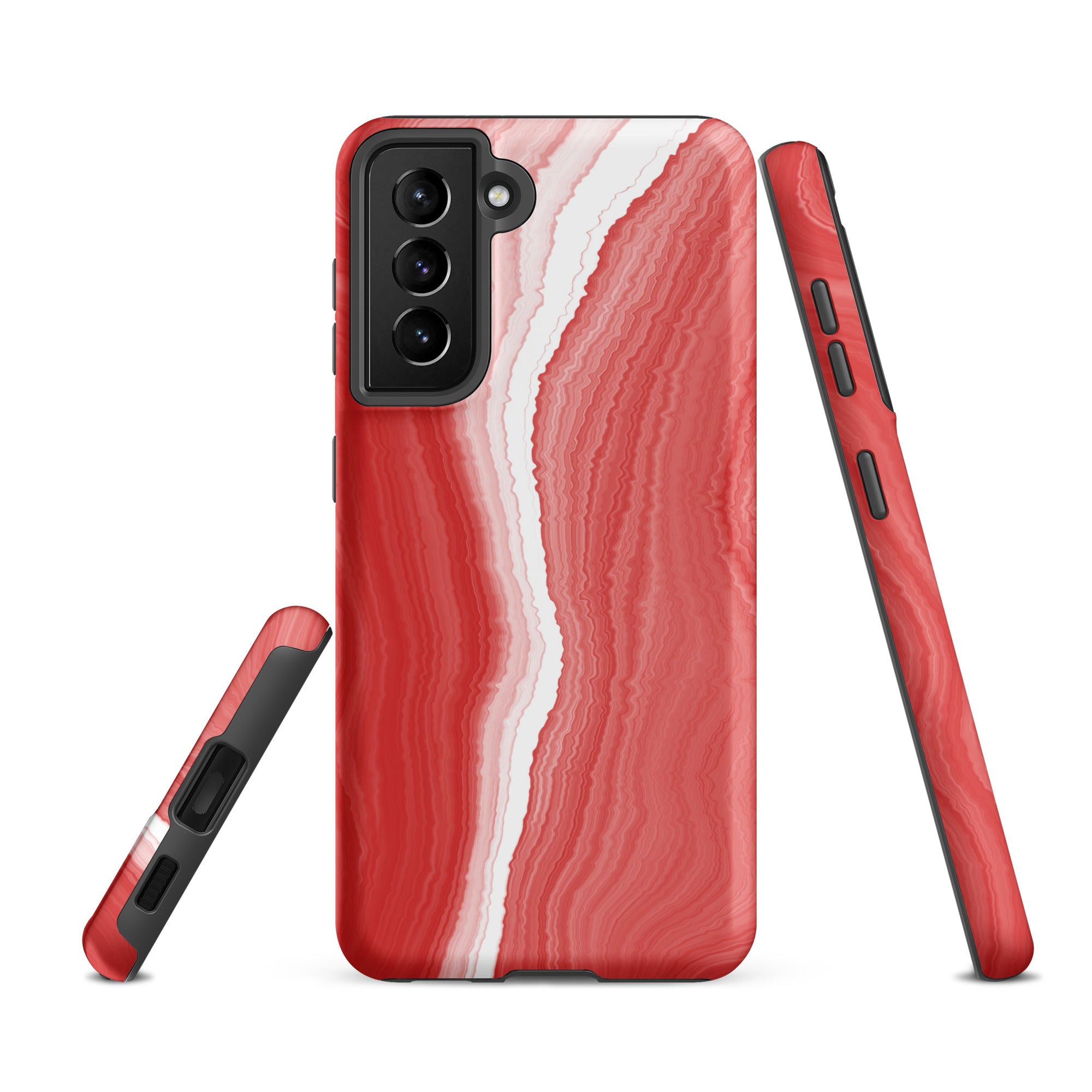 Tough case for Samsung®- Marble Red and White