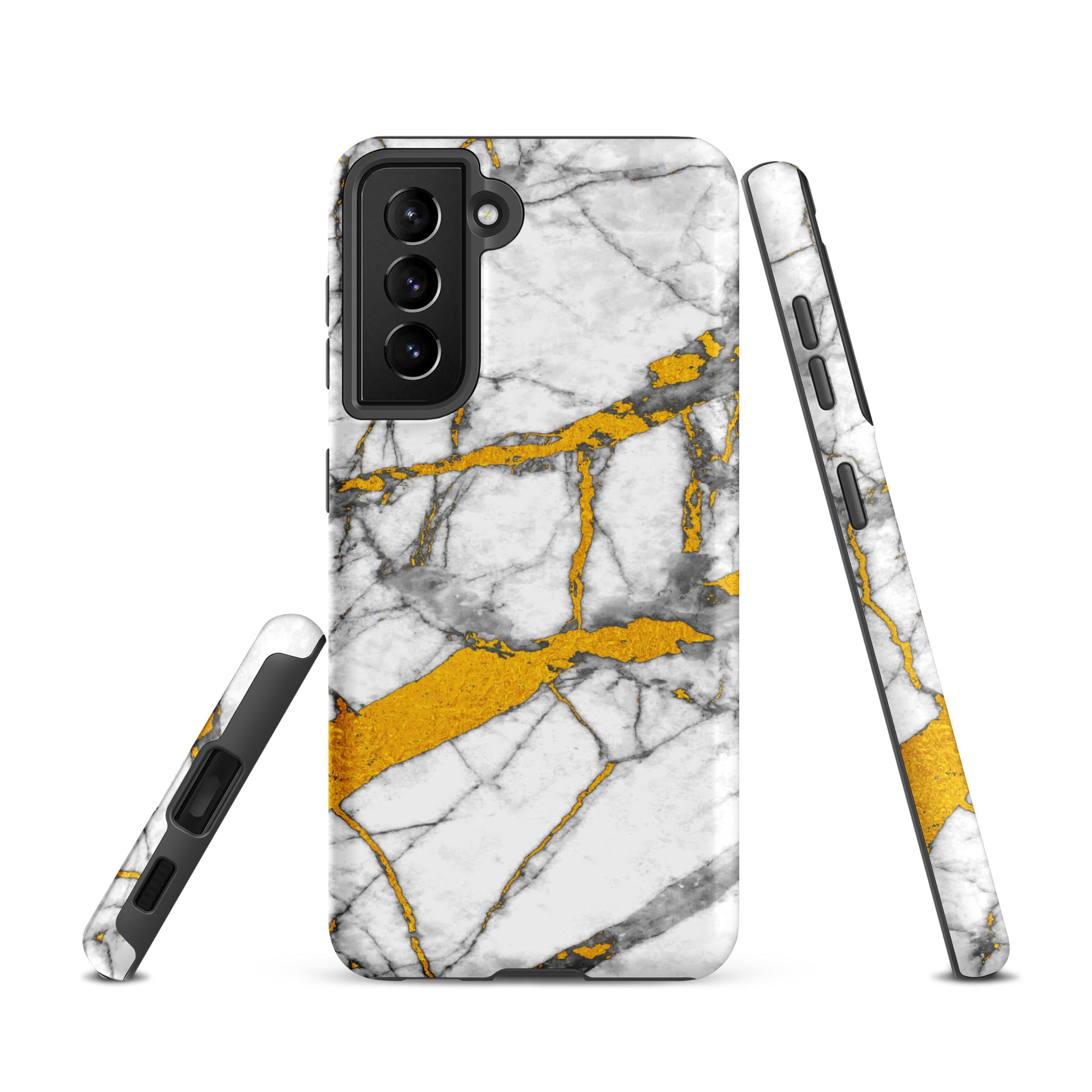 Tough case for Samsung®- Marble White and Gold