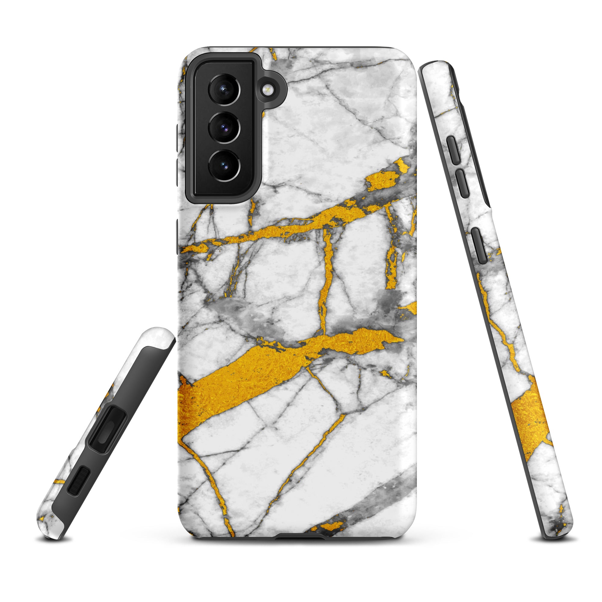 Tough case for Samsung®- Marble White and Gold