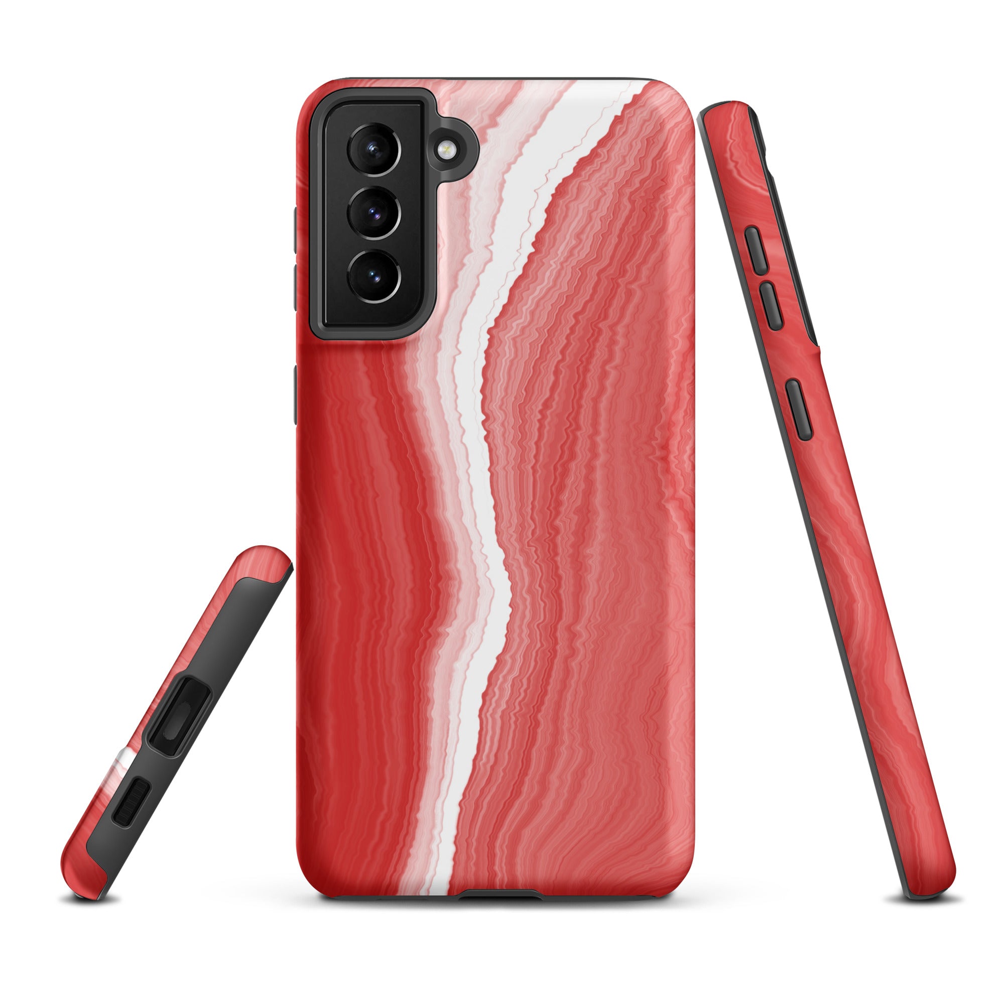 Tough case for Samsung®- Marble Red and White