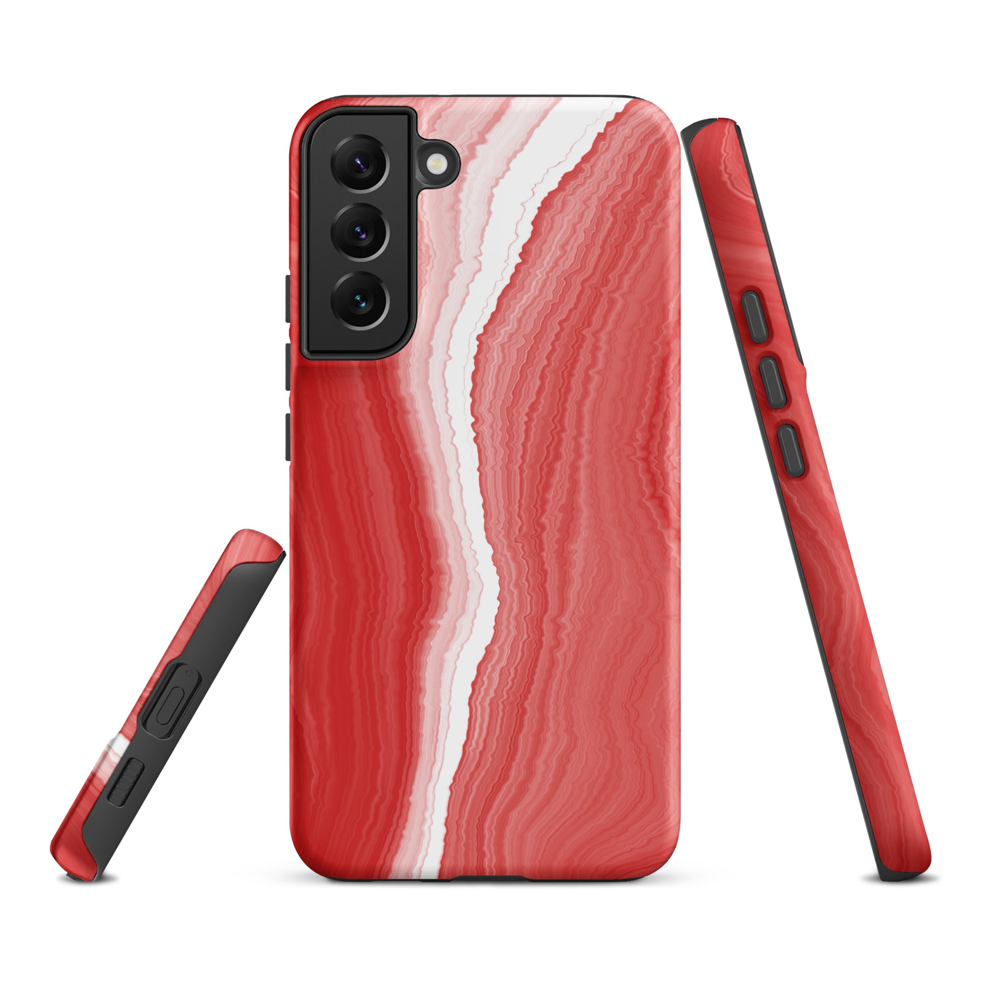 Tough case for Samsung®- Marble Red and White