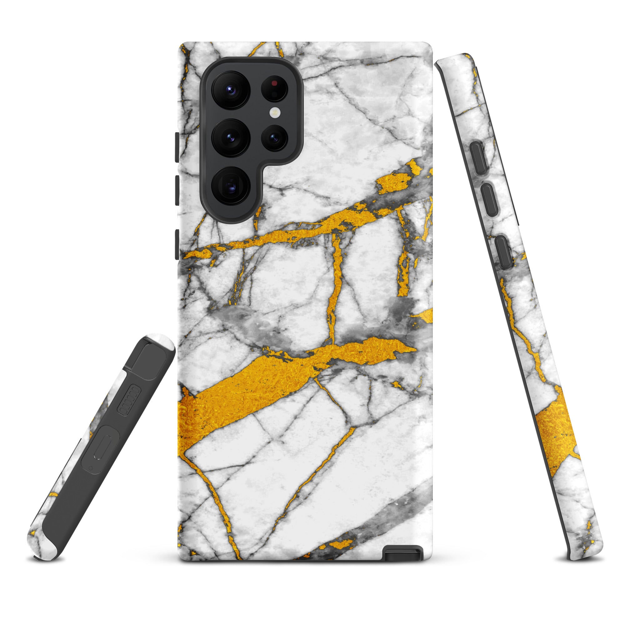 Tough case for Samsung®- Marble White and Gold