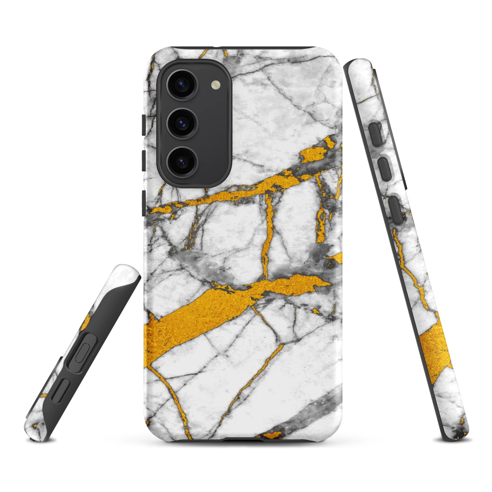 Tough case for Samsung®- Marble White and Gold