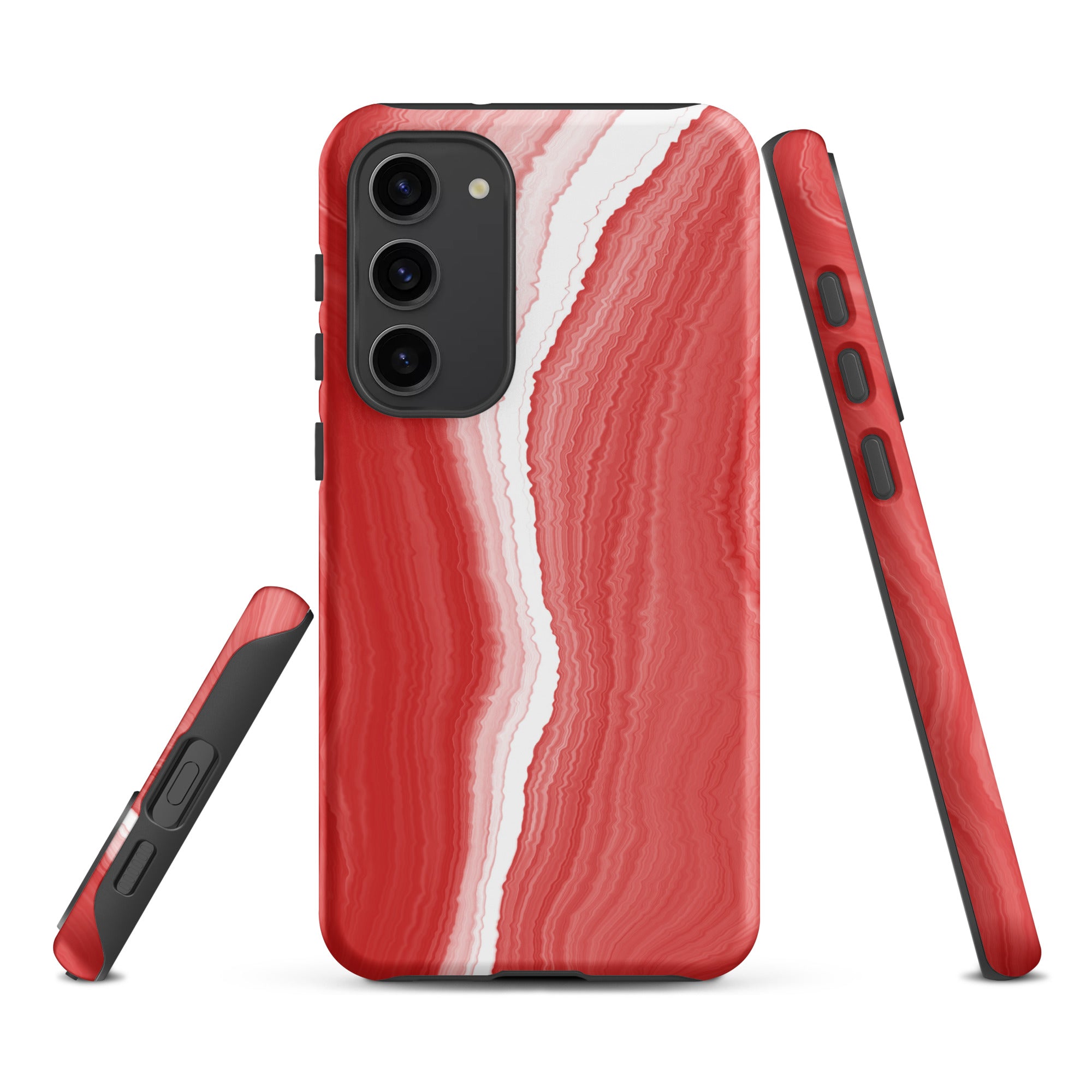 Tough case for Samsung®- Marble Red and White