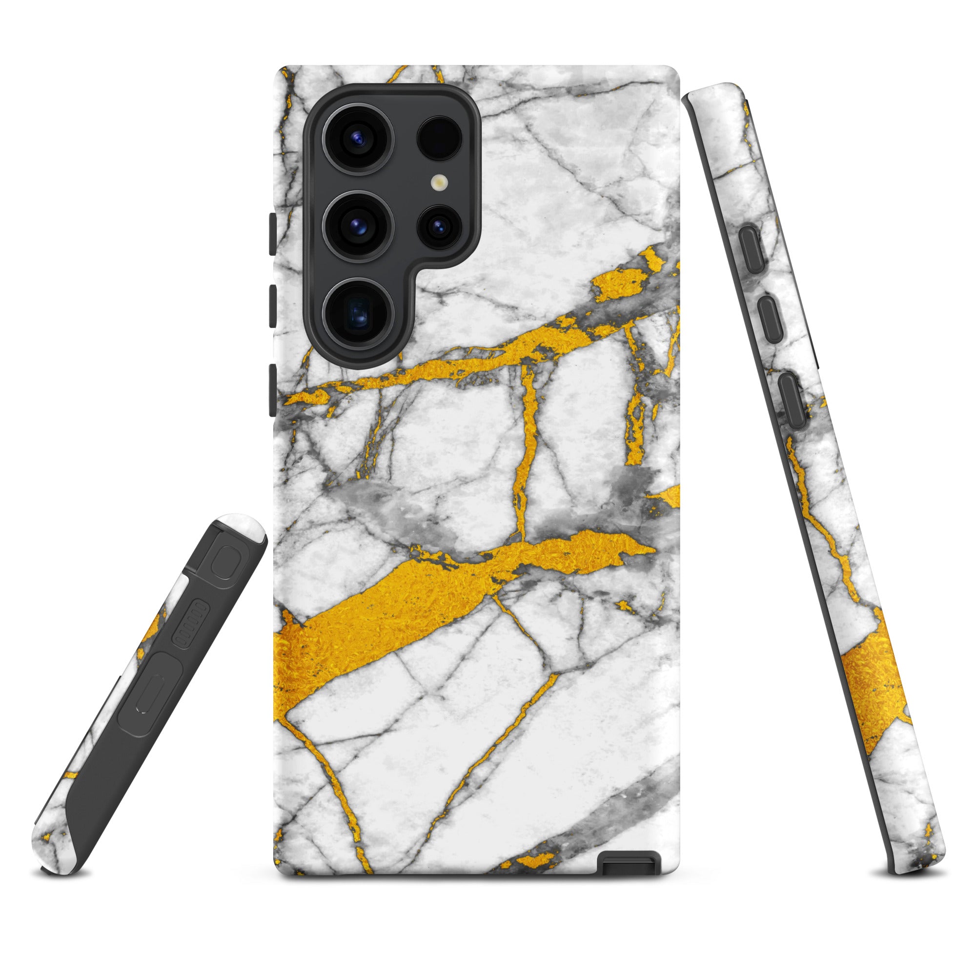 Tough case for Samsung®- Marble White and Gold