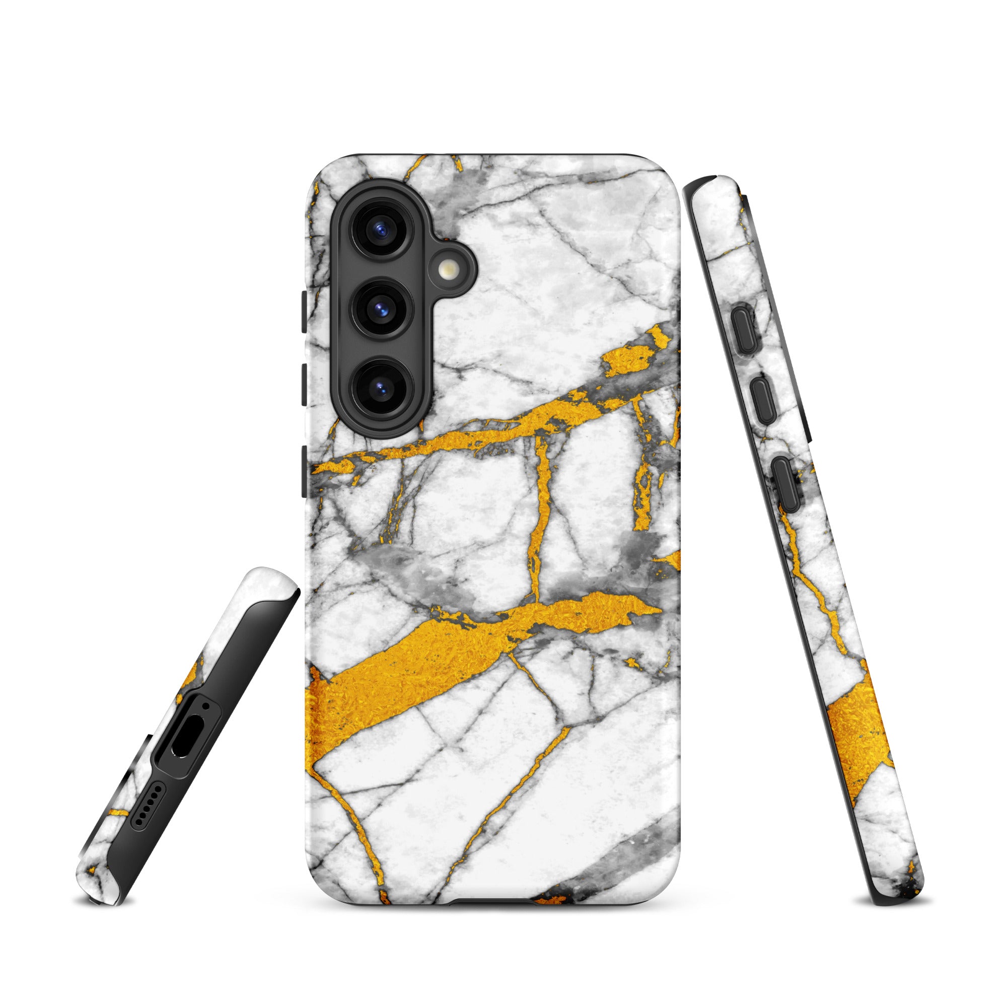 Tough case for Samsung®- Marble White and Gold