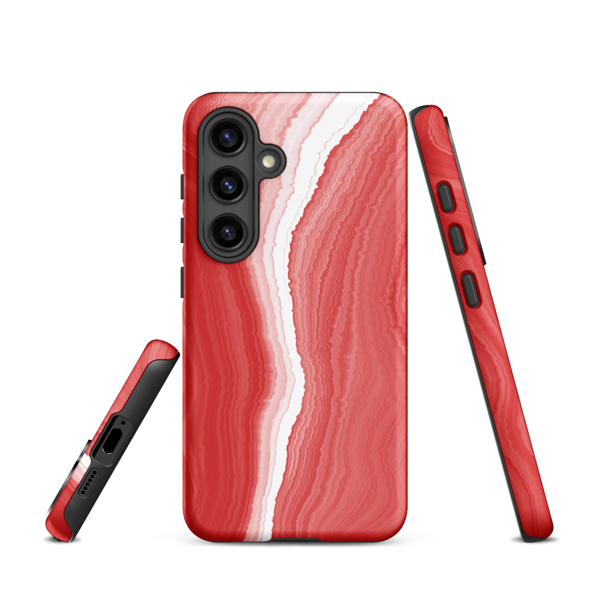 Tough case for Samsung®- Marble Red and White