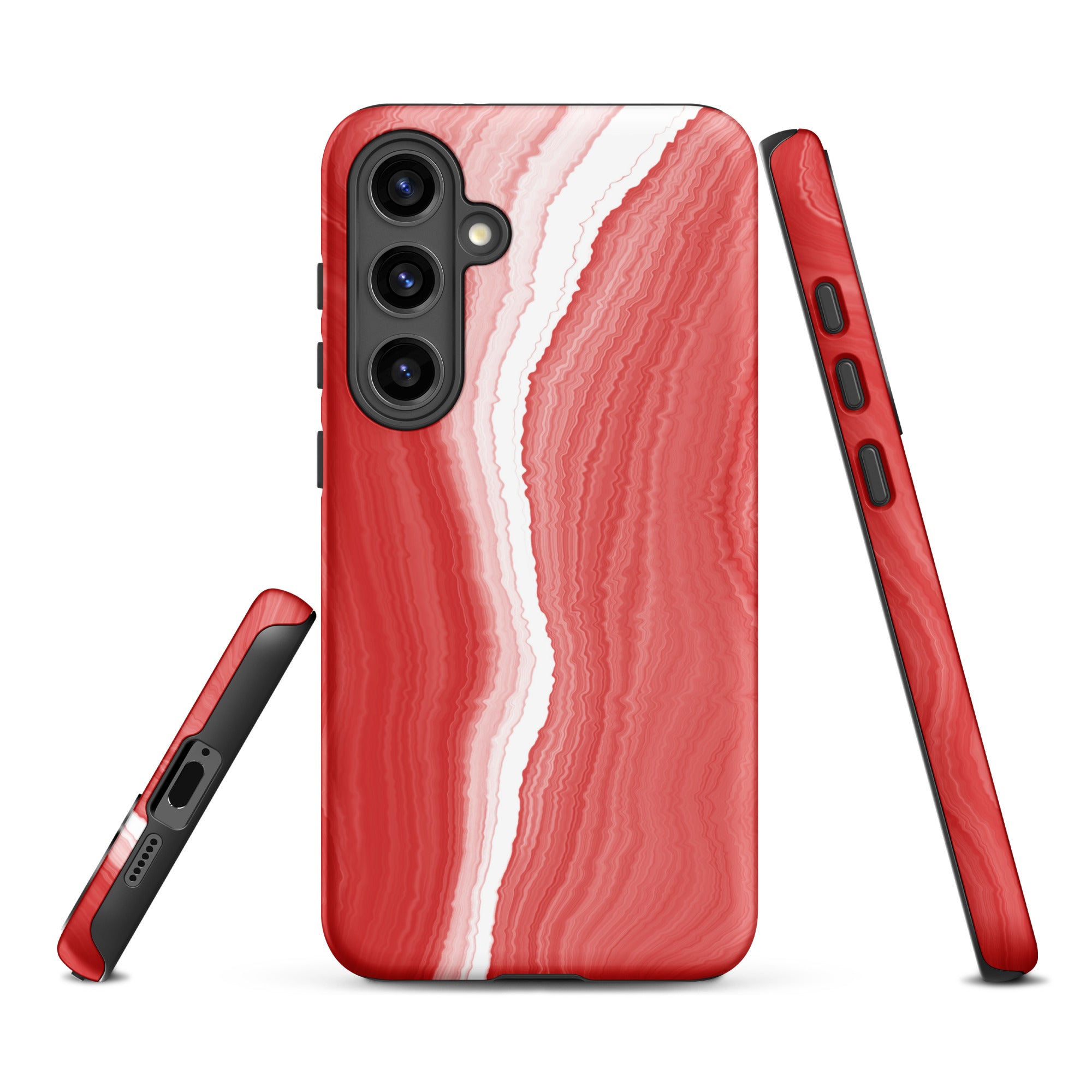 Tough case for Samsung®- Marble Red and White