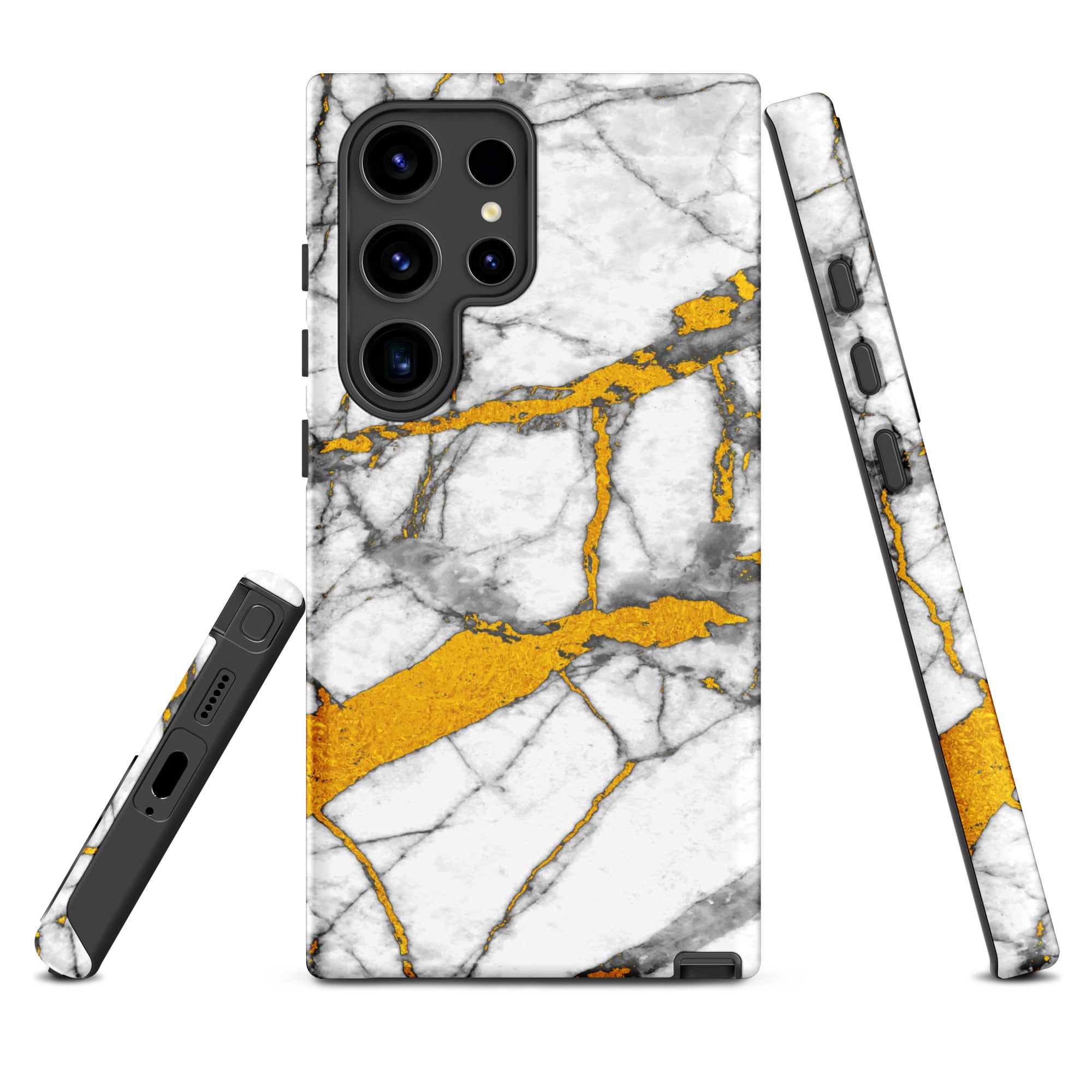 Tough case for Samsung®- Marble White and Gold