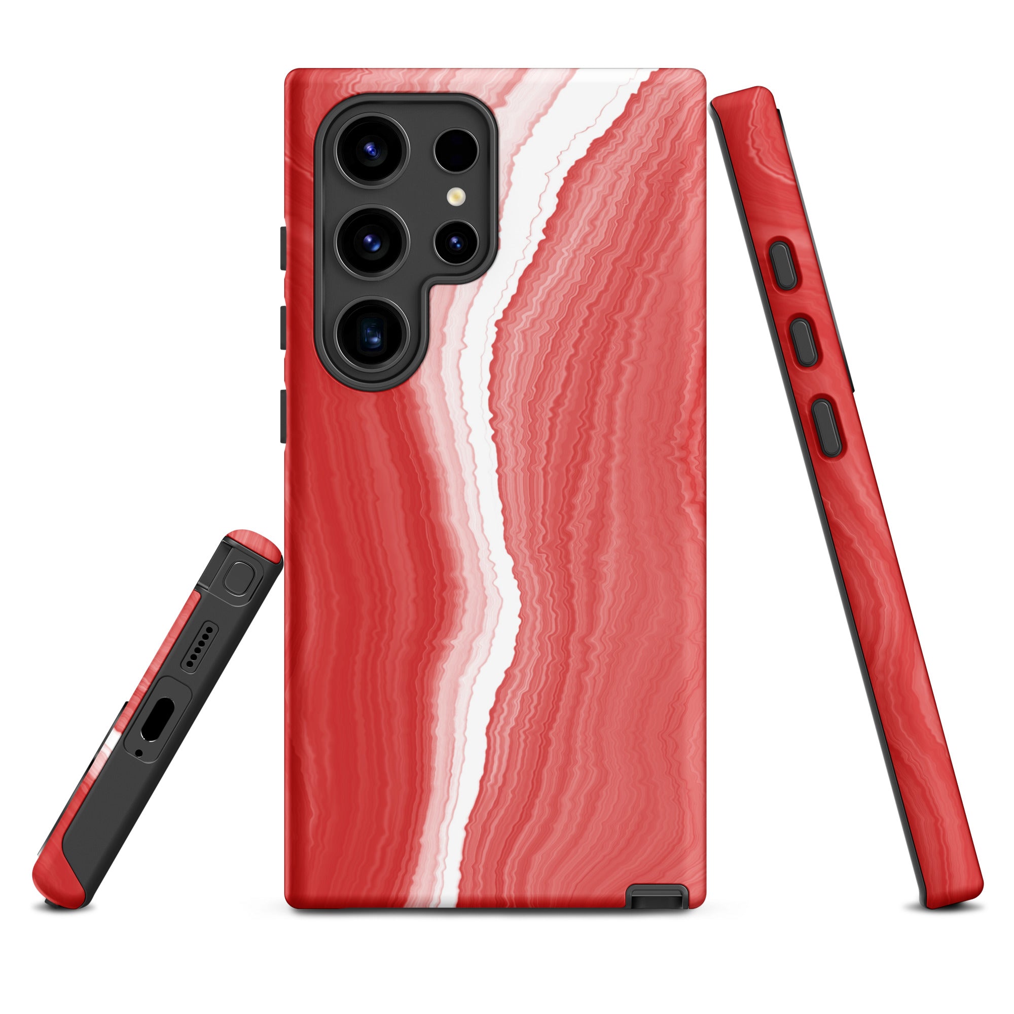 Tough case for Samsung®- Marble Red and White