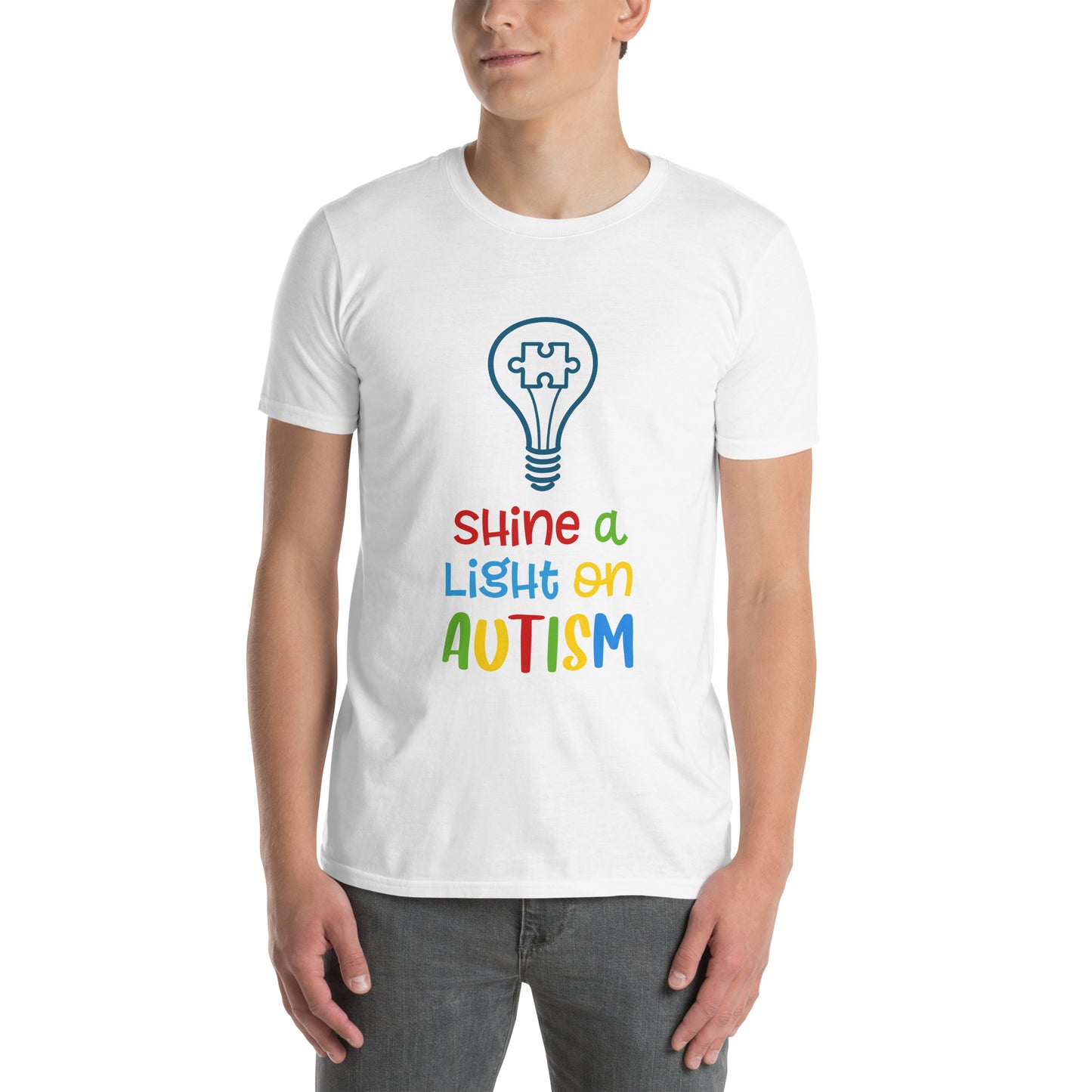 Short-Sleeve Unisex T-Shirt- Shine a light on autism