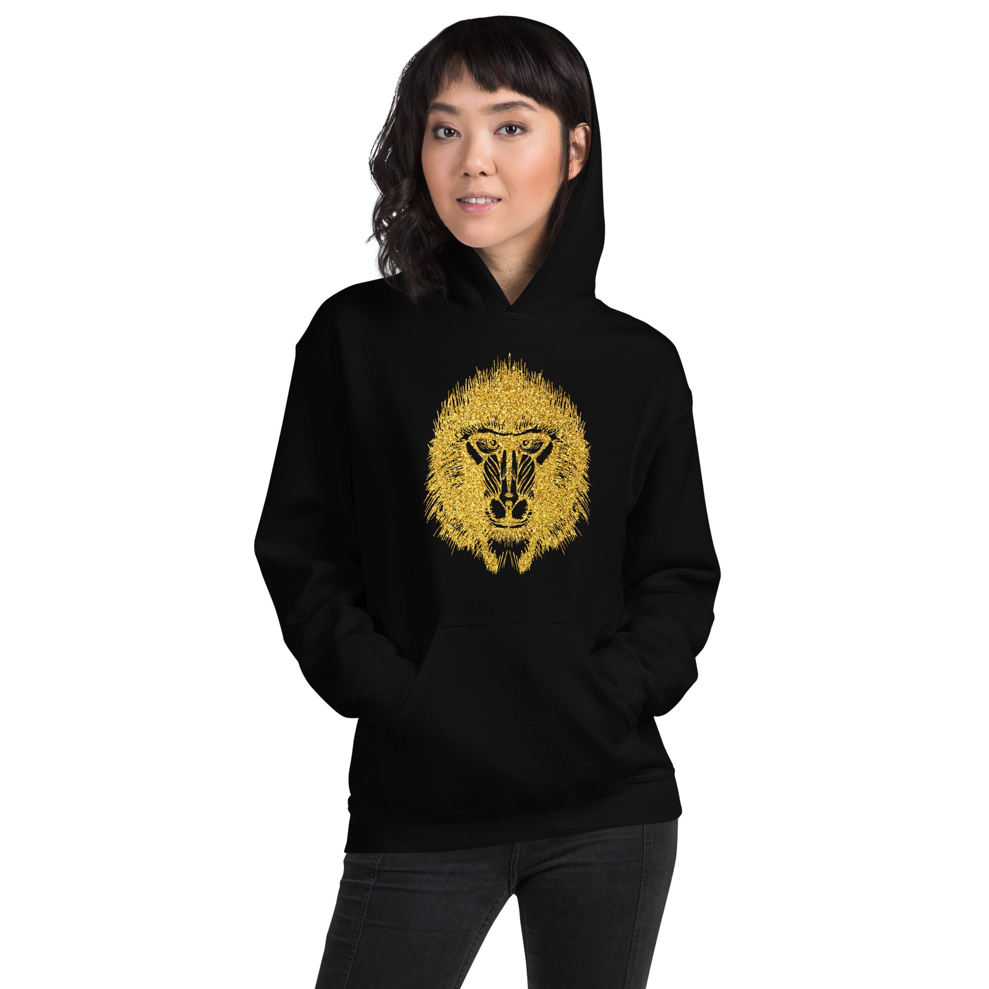 Unisex Hoodie- Baboon Gold Print