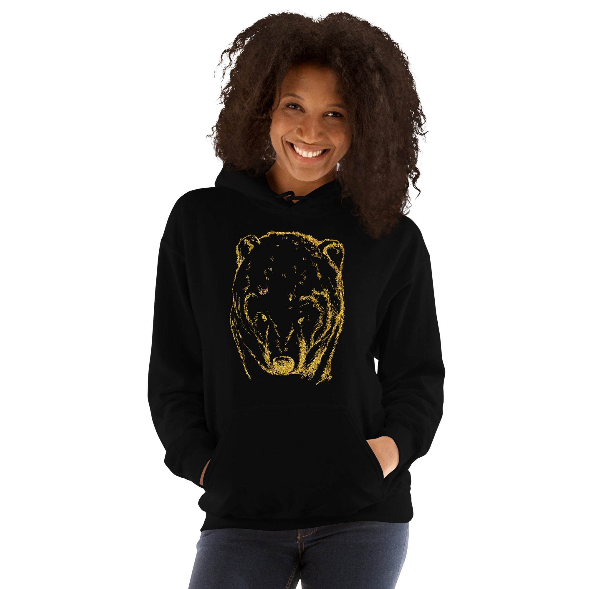 Unisex Hoodie- Bear Gold Print