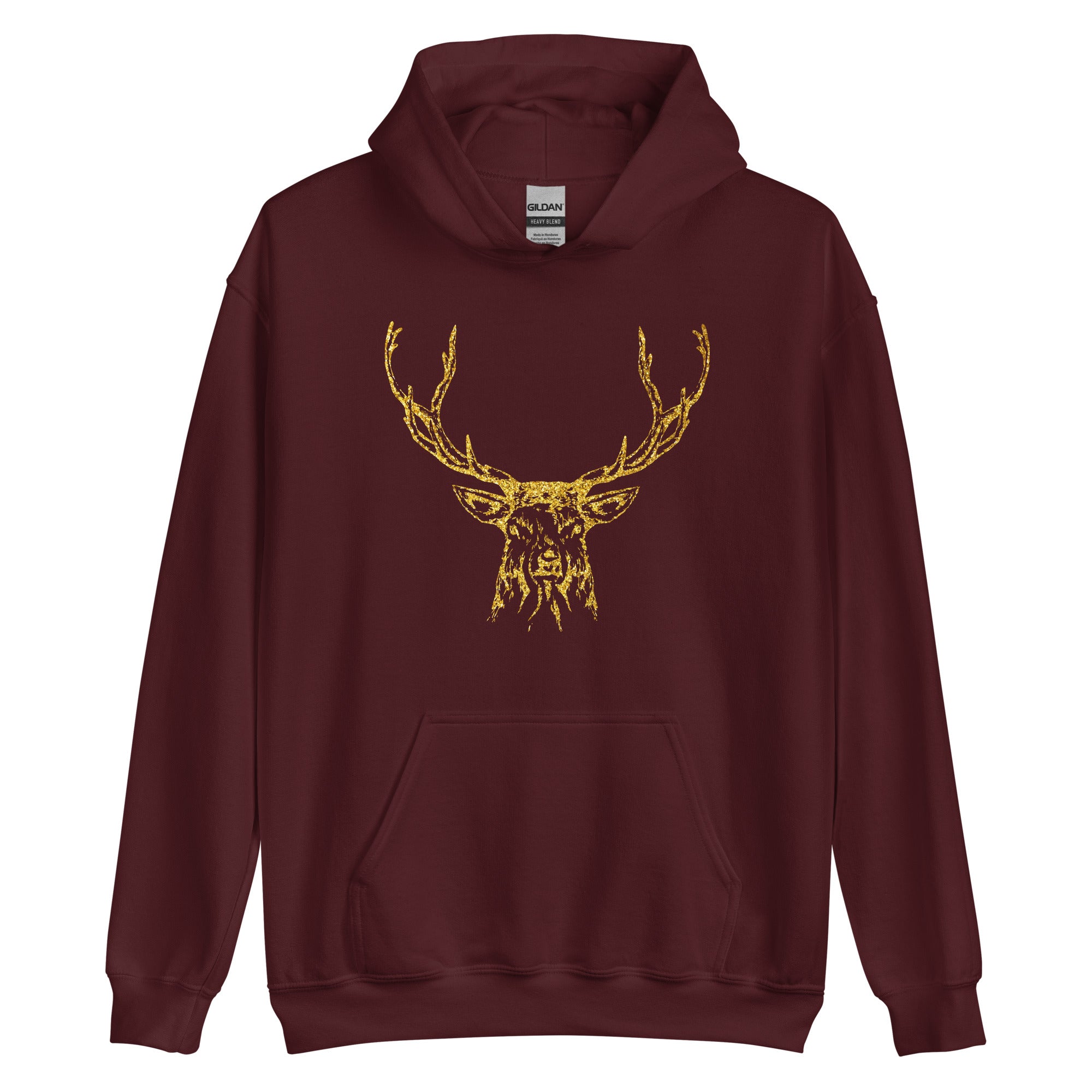 Unisex Hoodie- Reindeer Gold Print