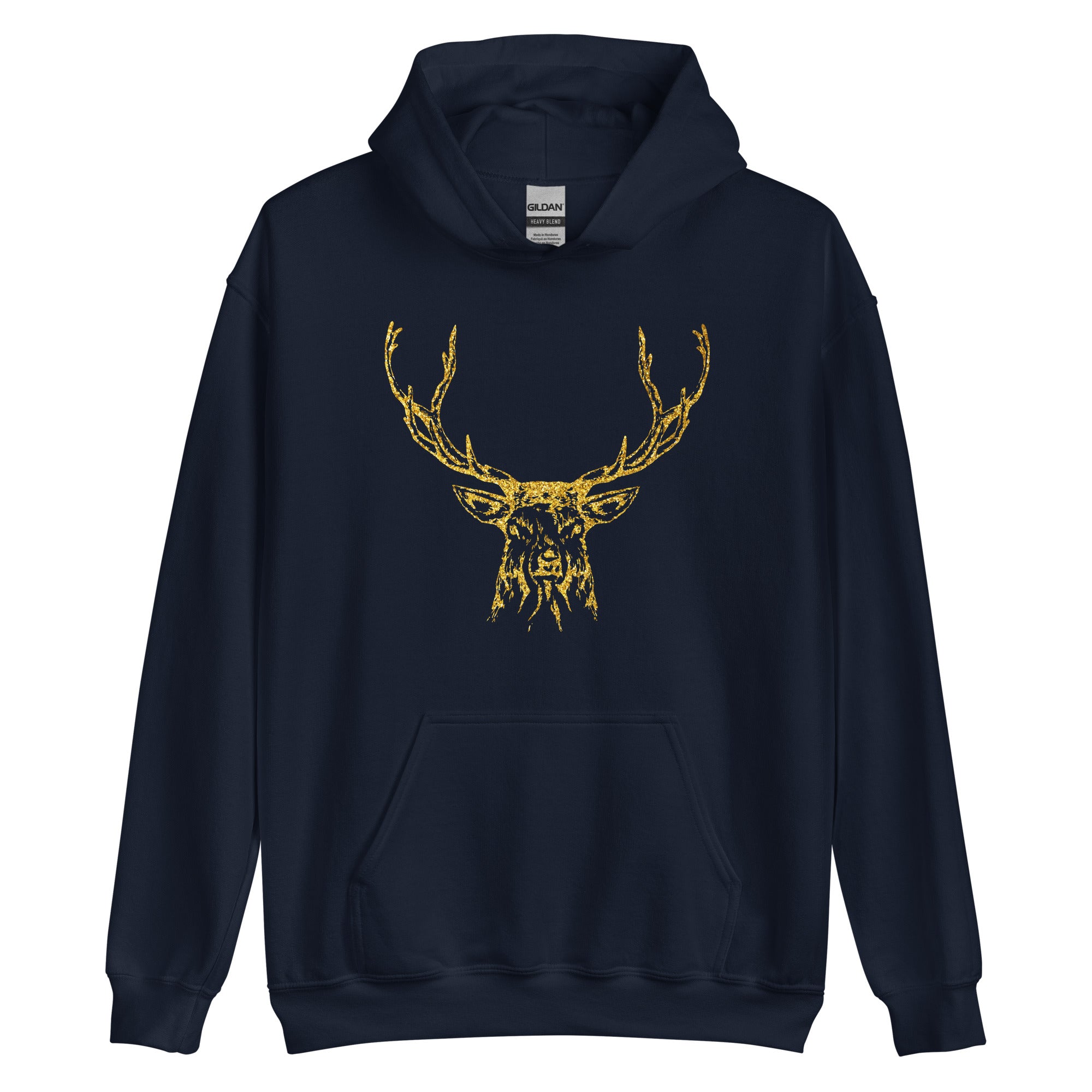 Unisex Hoodie- Reindeer Gold Print