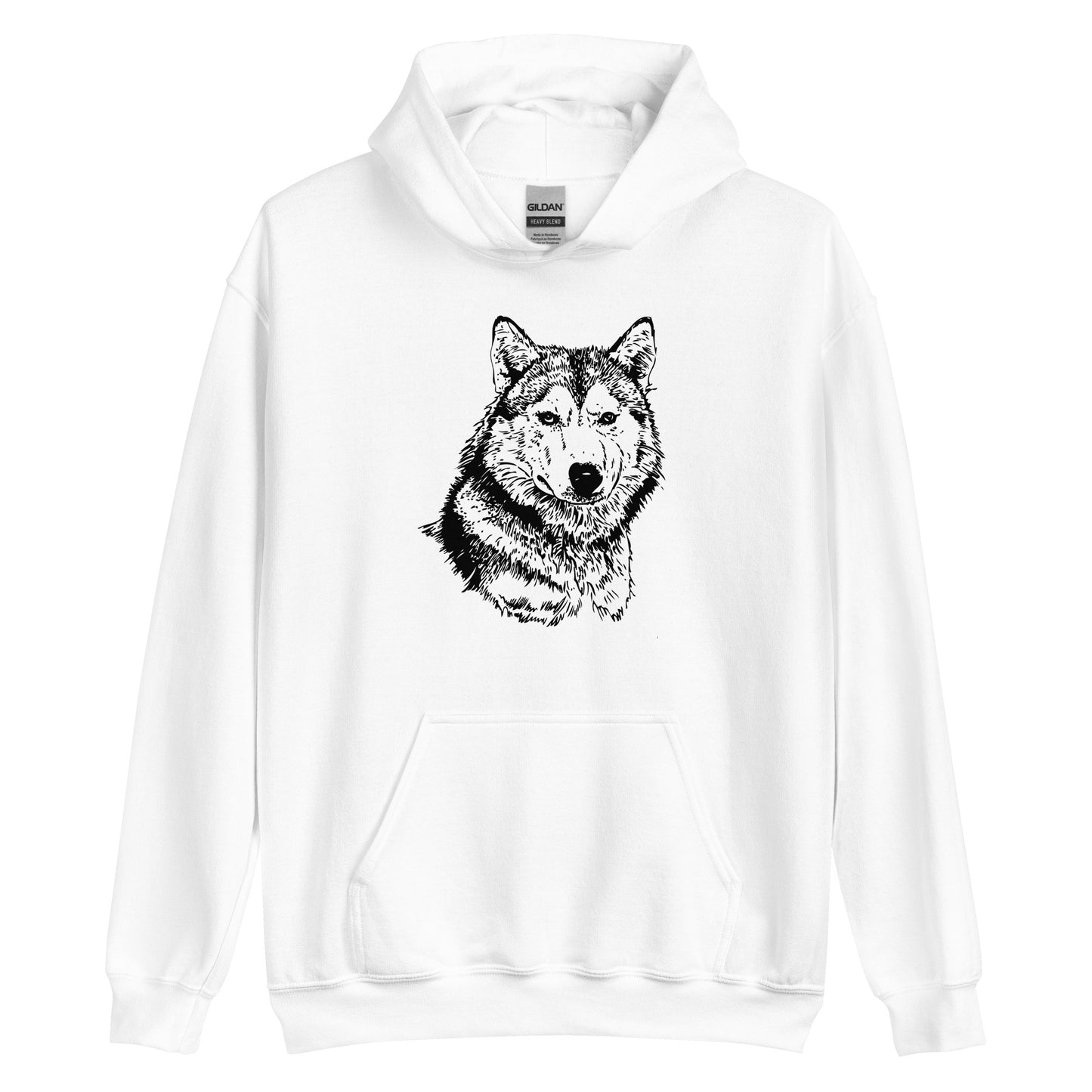 Unisex Hoodie- Hand drawn Wolf Mono