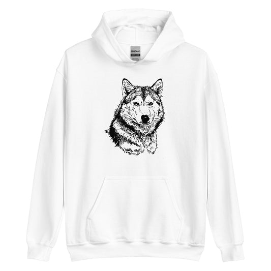 Unisex Hoodie- Hand drawn Wolf Mono
