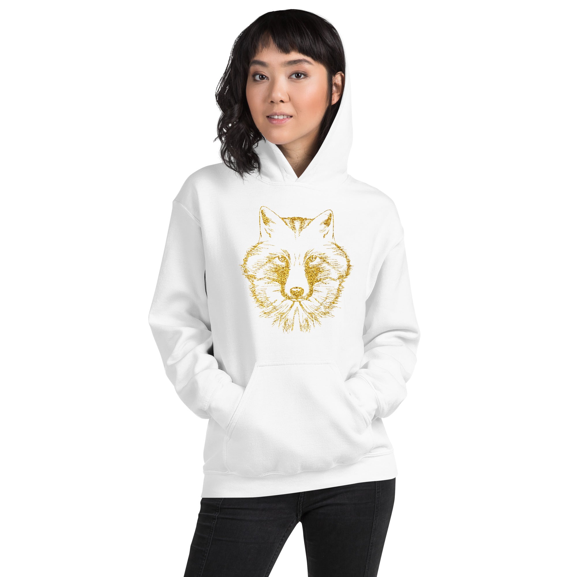 Unisex Hoodie- Wolf Gold Print