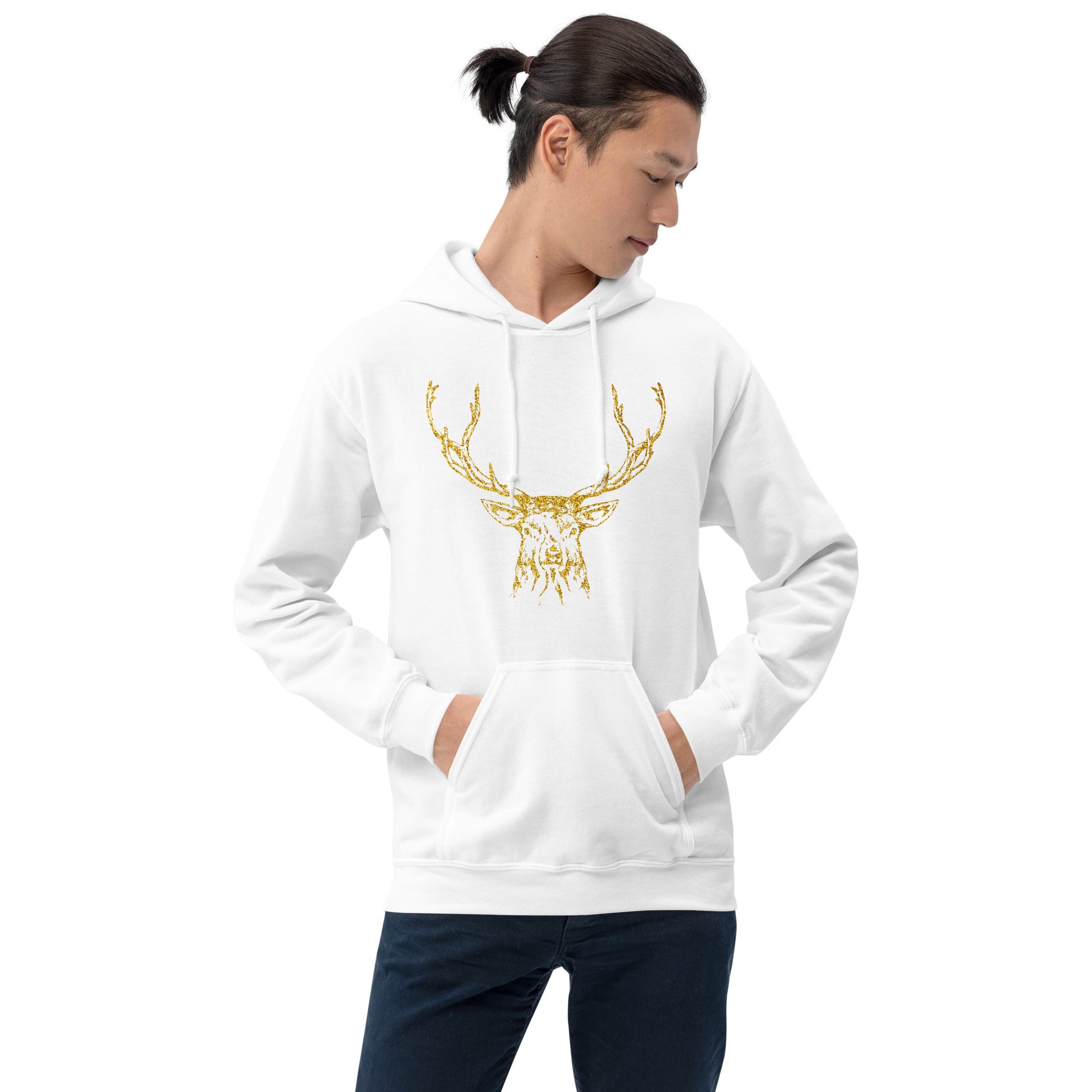 Unisex Hoodie- Reindeer Gold Print