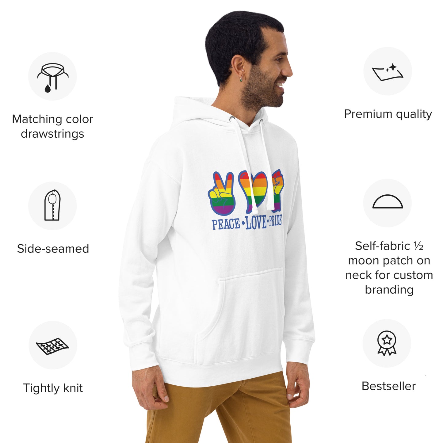 Unisex Hoodie- Peace love pride