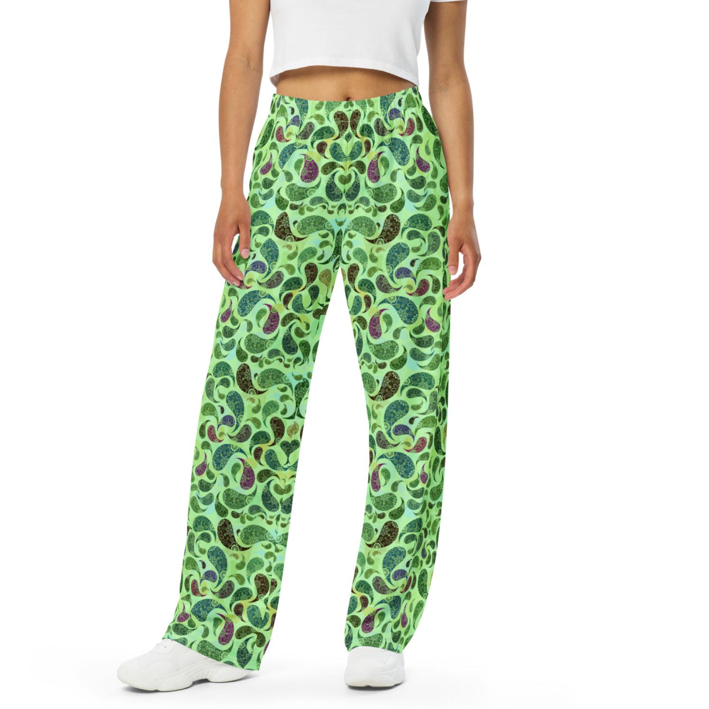 unisex wide-leg pants- Paisley Green
