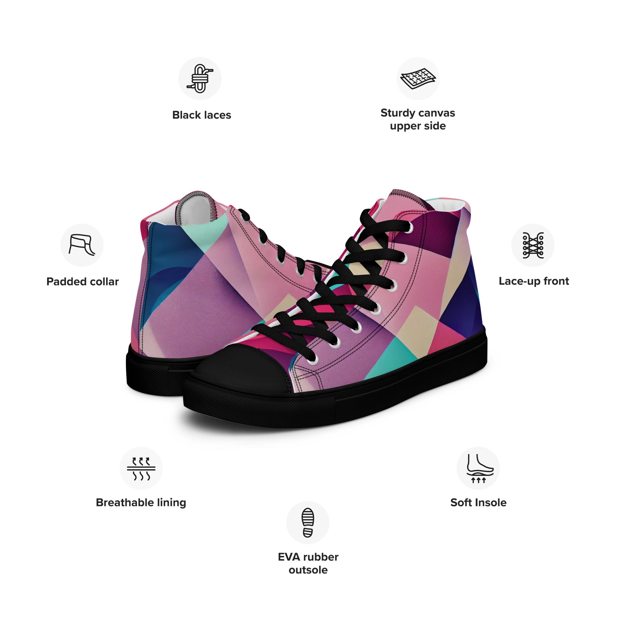 Women’s high top canvas shoes- Abstract Pattern 01