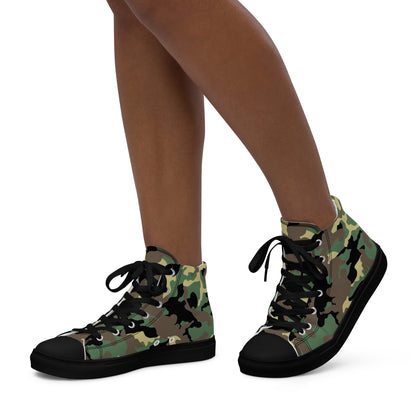 Women’s high top canvas shoes- Camo Green