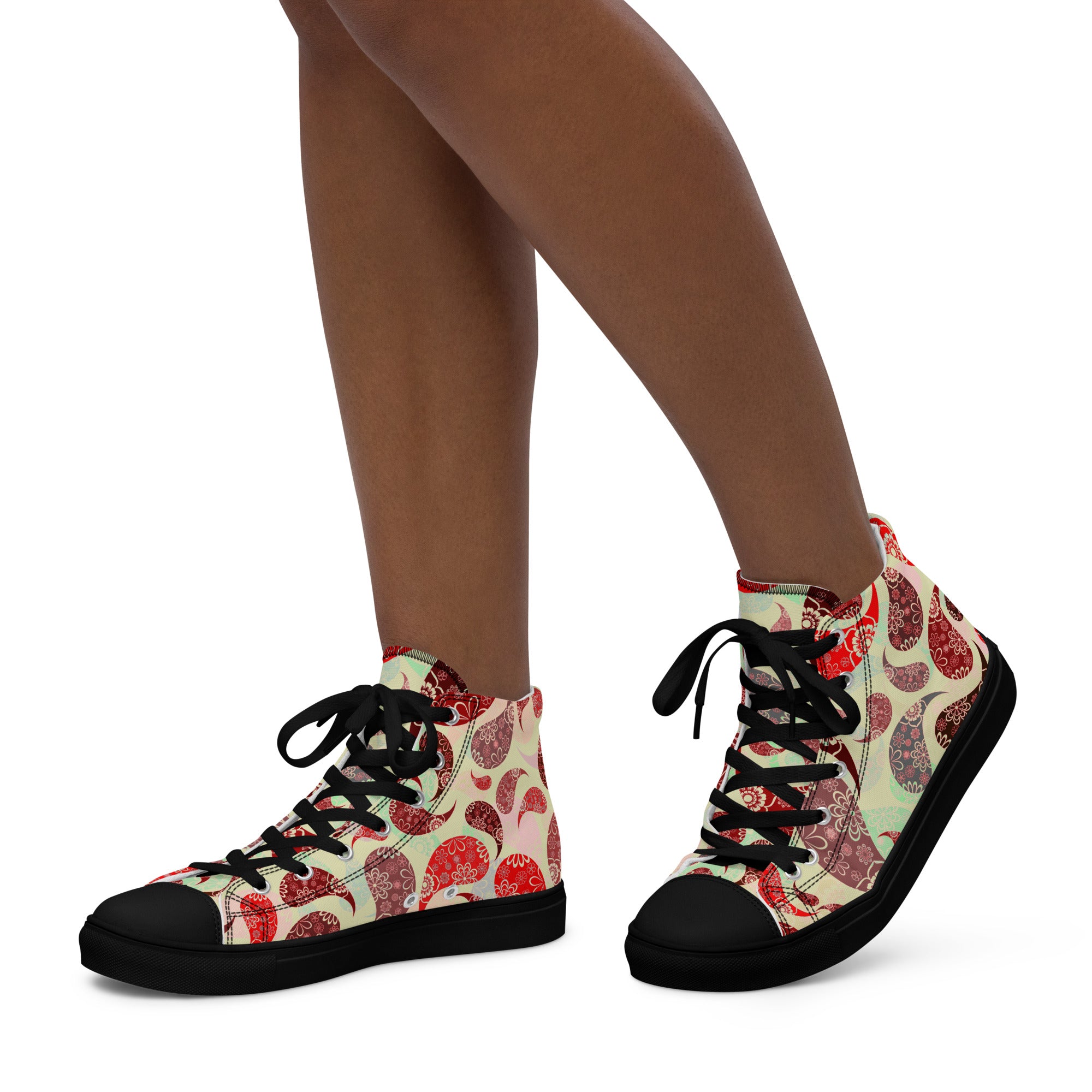 Women’s high top canvas shoes- Paisley Pattern 04