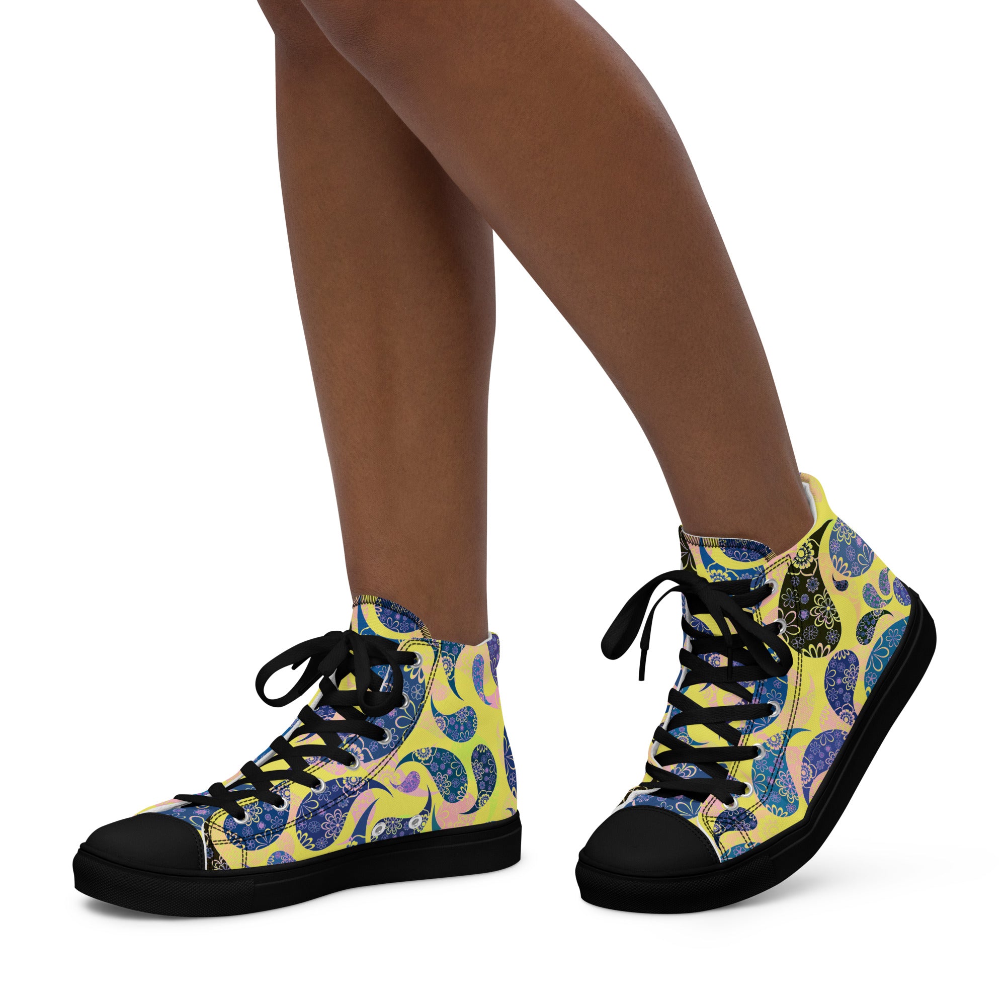 Women’s high top canvas shoes- Paisley Pattern III