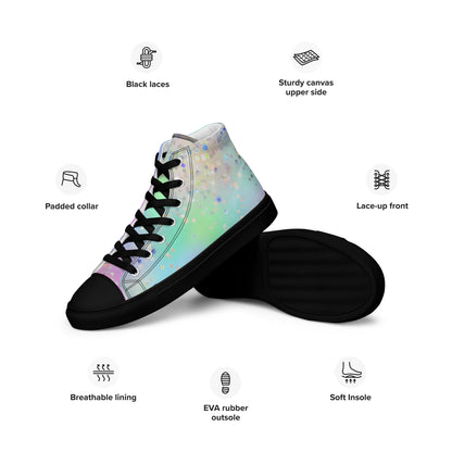 Women’s high top canvas shoes- Rainbow Holographic Glitter