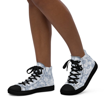 Women’s high top canvas shoes- Blue Marble