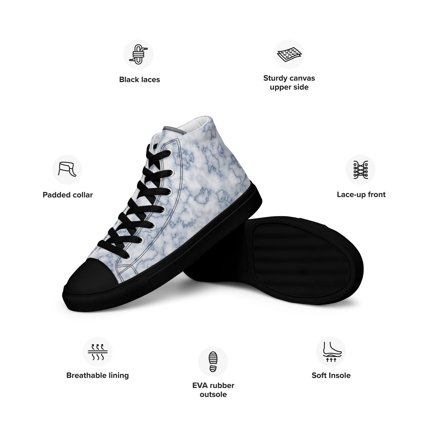 Women’s high top canvas shoes- Blue Marble