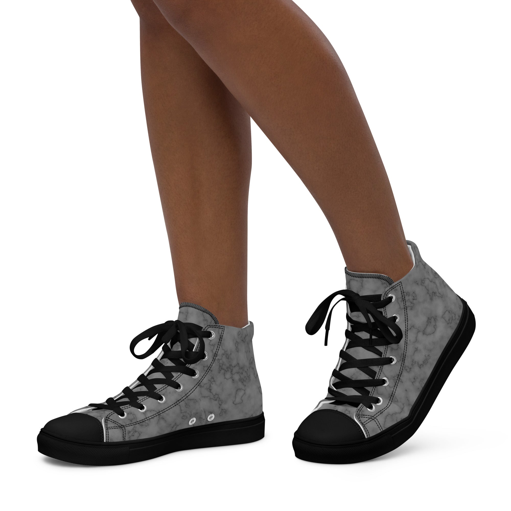 Women’s high top canvas shoes- Grey Marble