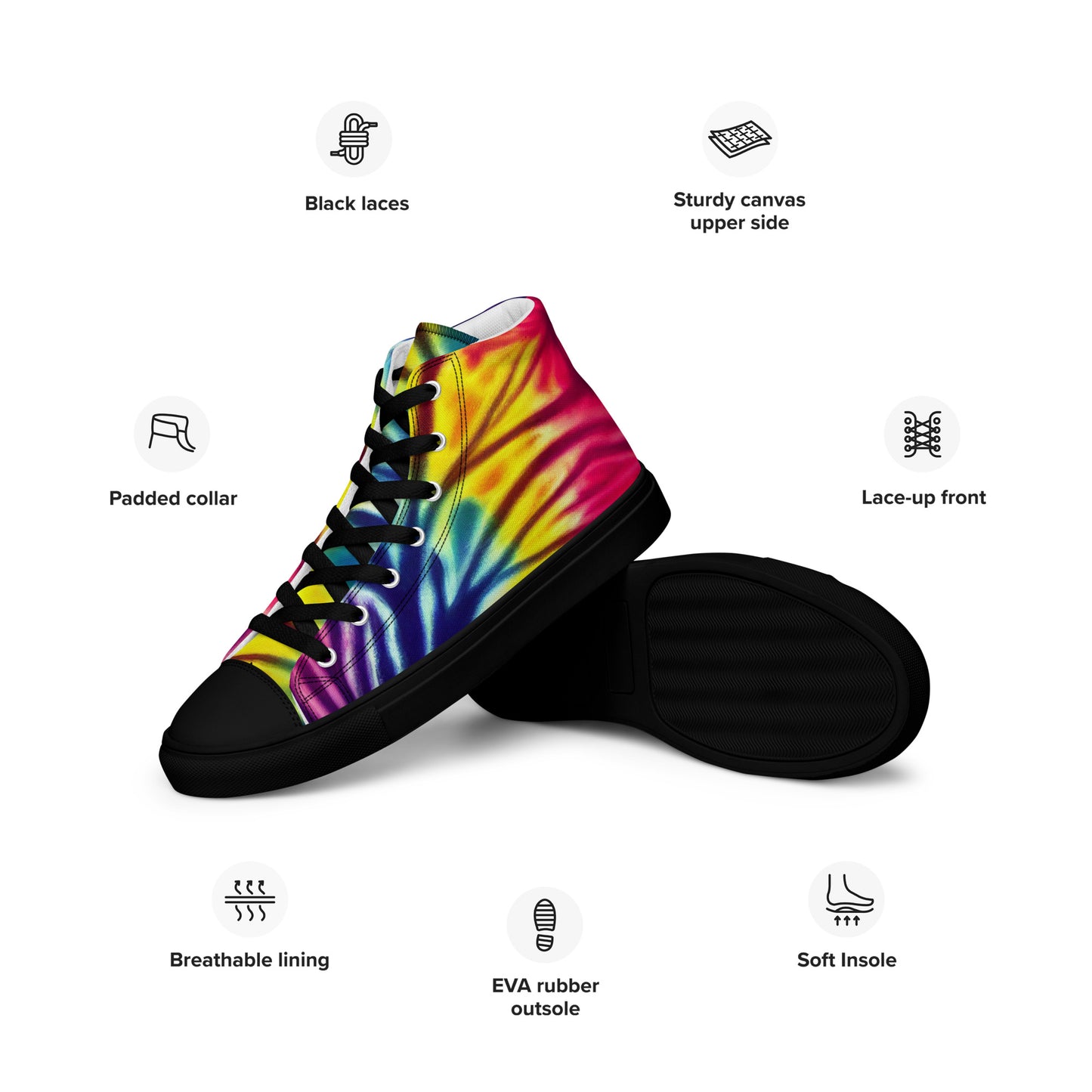 Women’s high top canvas shoes- Floral Tie Dye Pattern I