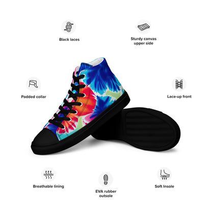 Women’s high top canvas shoes- Hearts Tie Dye Pattern I