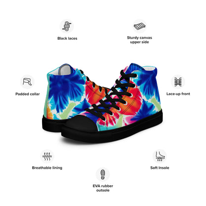 Women’s high top canvas shoes- Hearts Tie Dye Pattern I